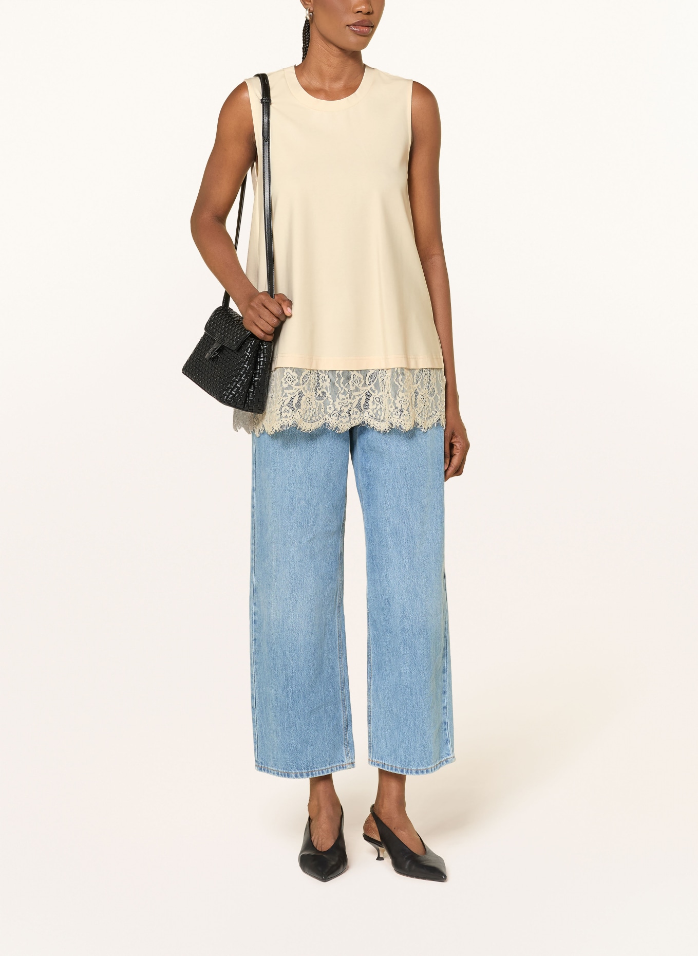 RIANI Top mit Spitze: CREME