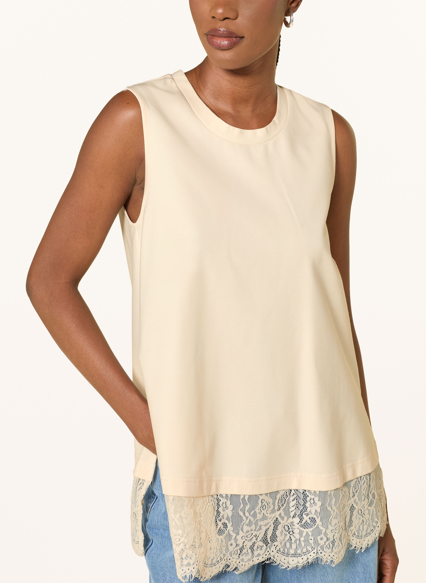 RIANI Top mit Spitze: CREME