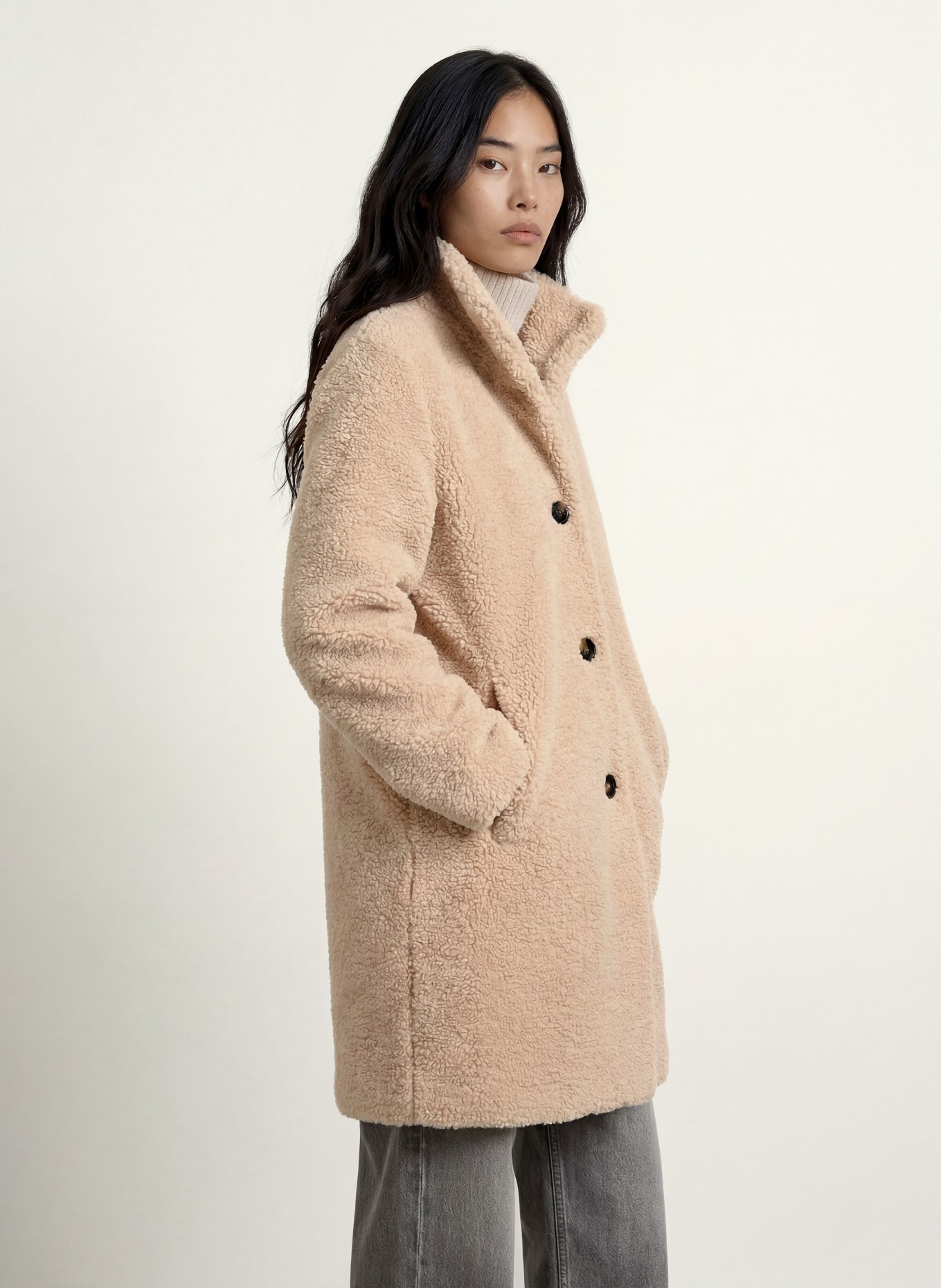 FUCHS SCHMITT Teddyfell-Mantel BASEL: BEIGE