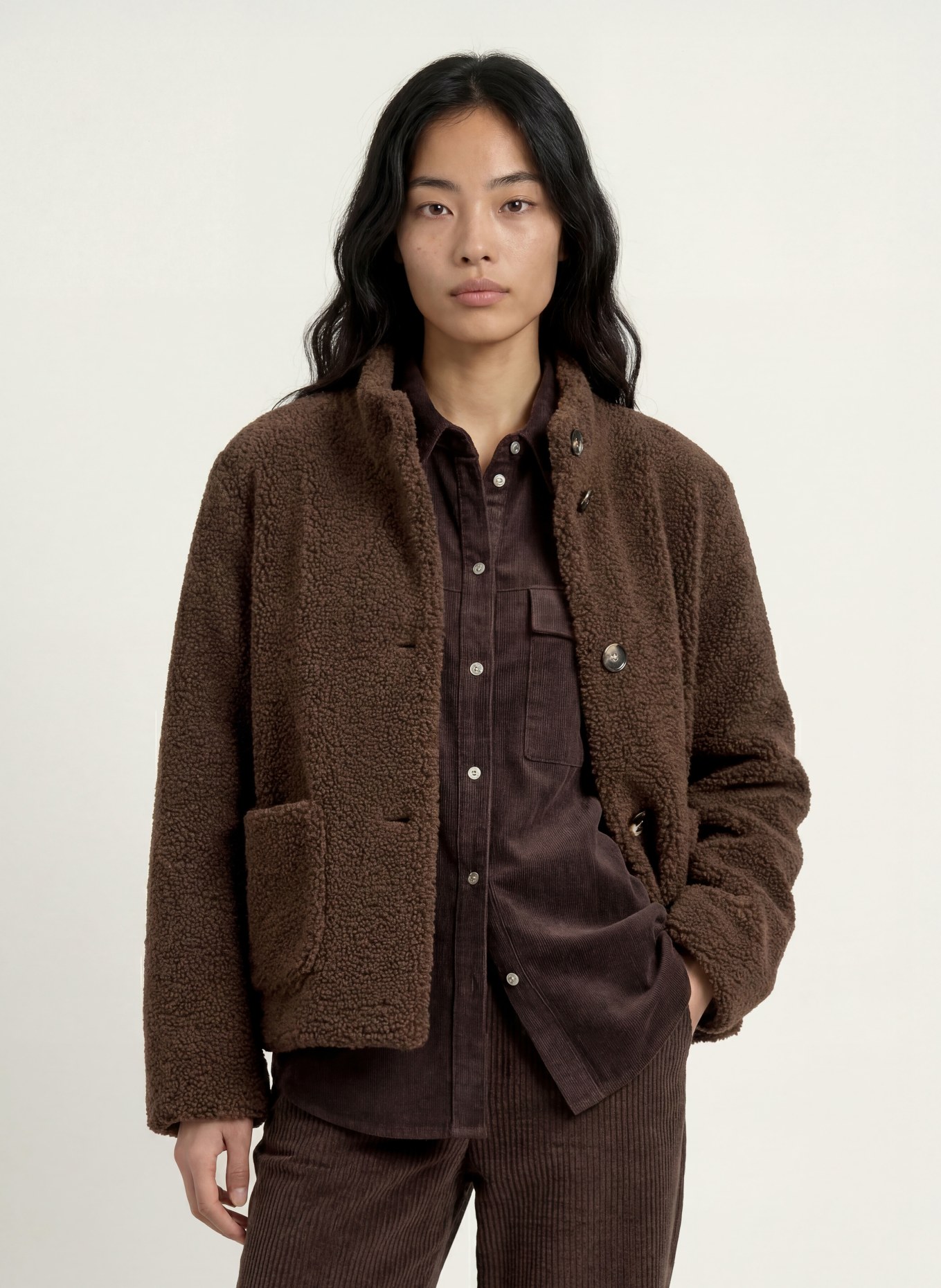 FUCHS SCHMITT Teddyfell-Jacke AUGSBURG: DUNKELBRAUN