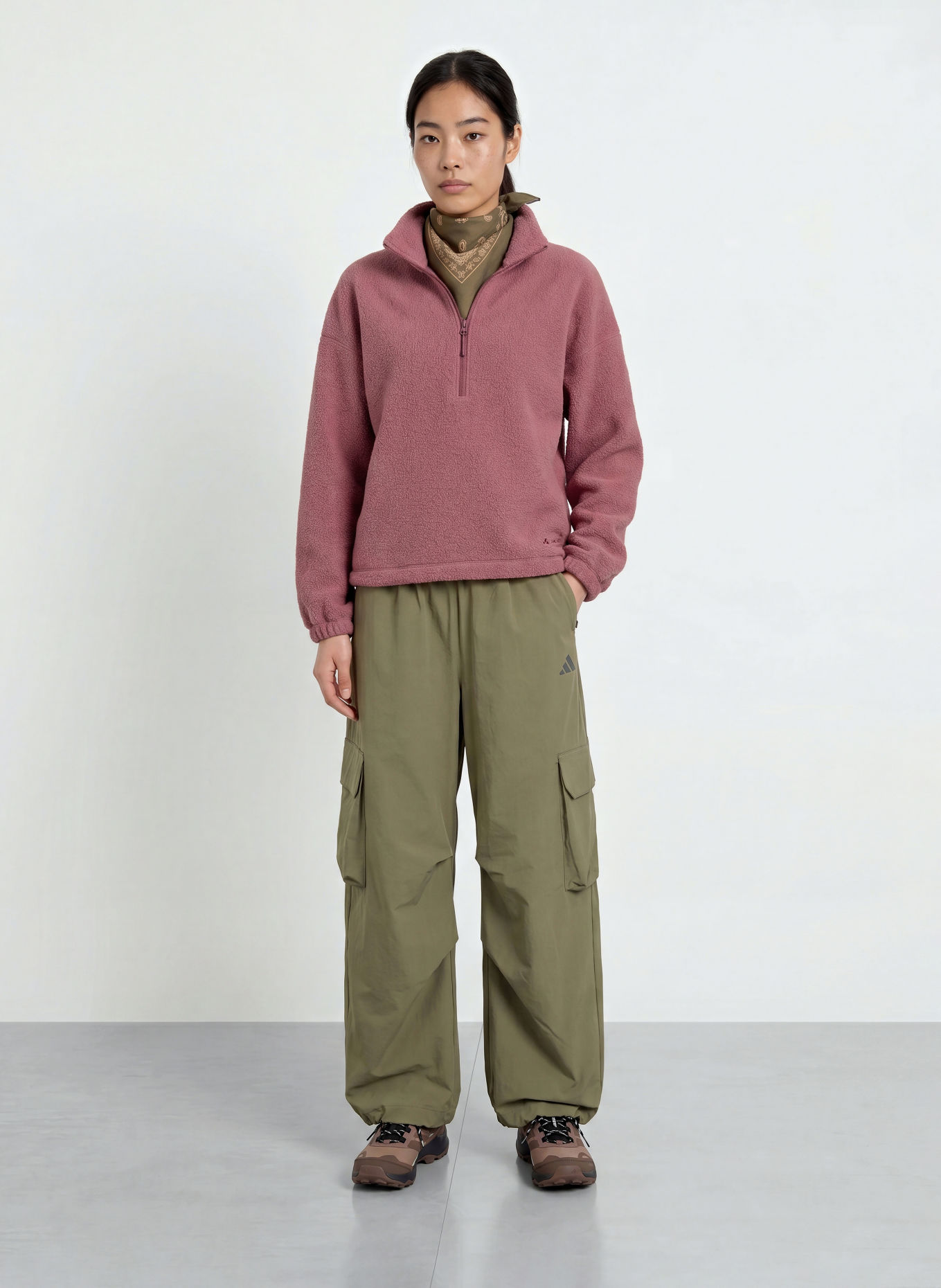 VAUDE Pull col zippé en polaire NAJUN: VIEUX ROSE