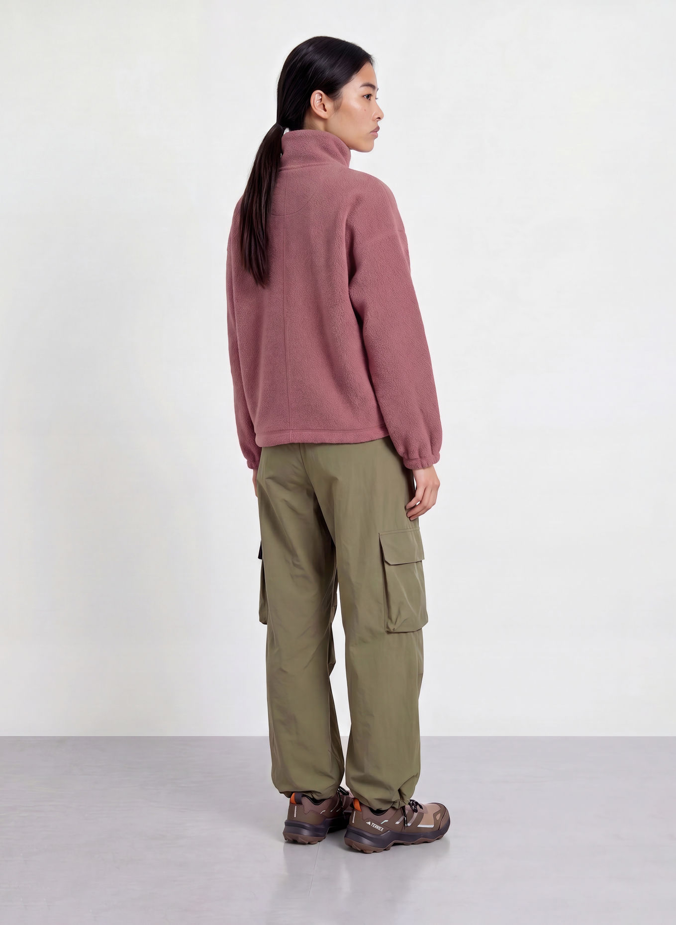 VAUDE Pull col zippé en polaire NAJUN: VIEUX ROSE