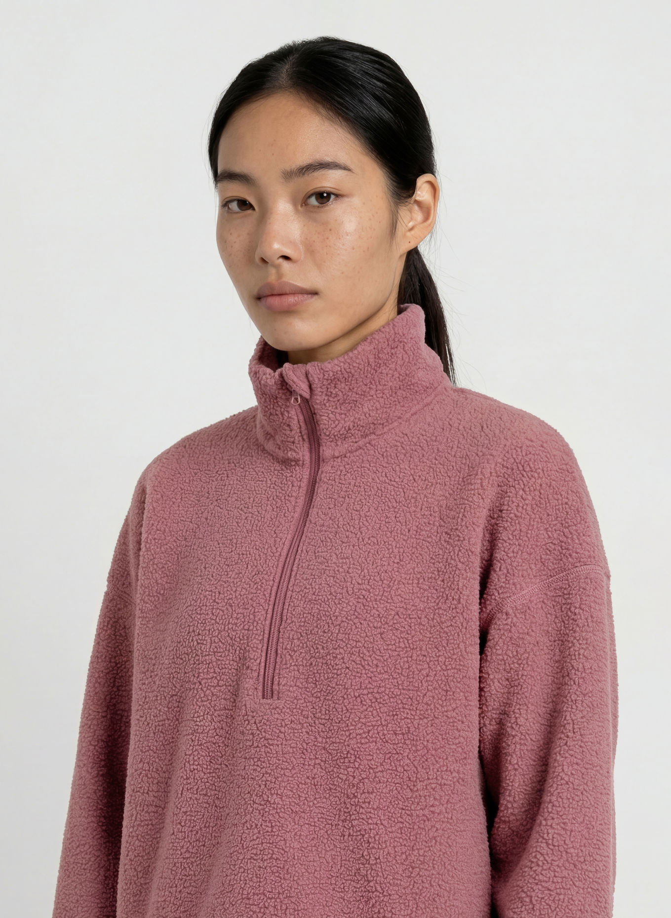 VAUDE Pull col zippé en polaire NAJUN: VIEUX ROSE