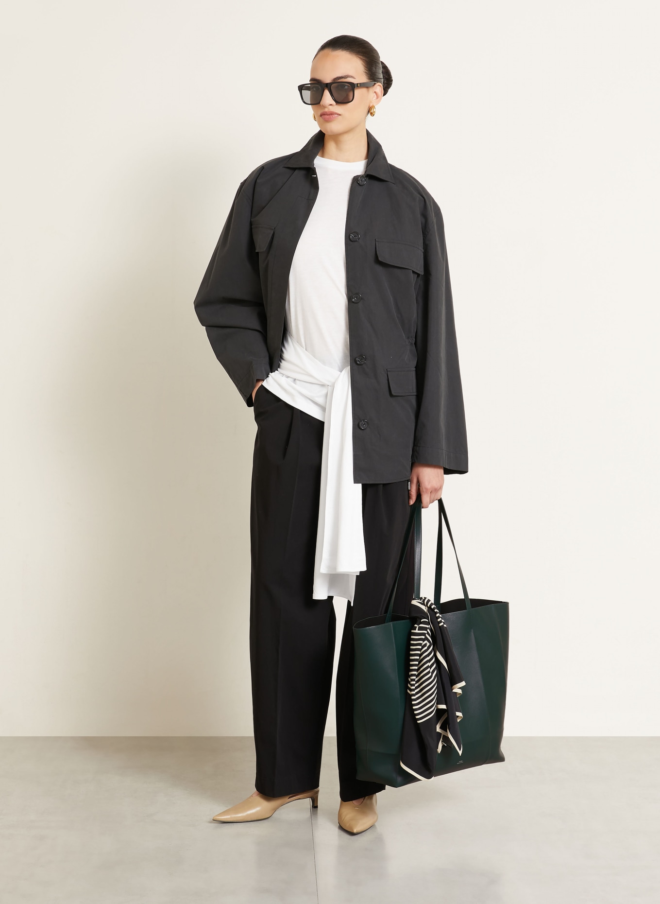TOTEME Sac cabas: GROEN / ARGENT