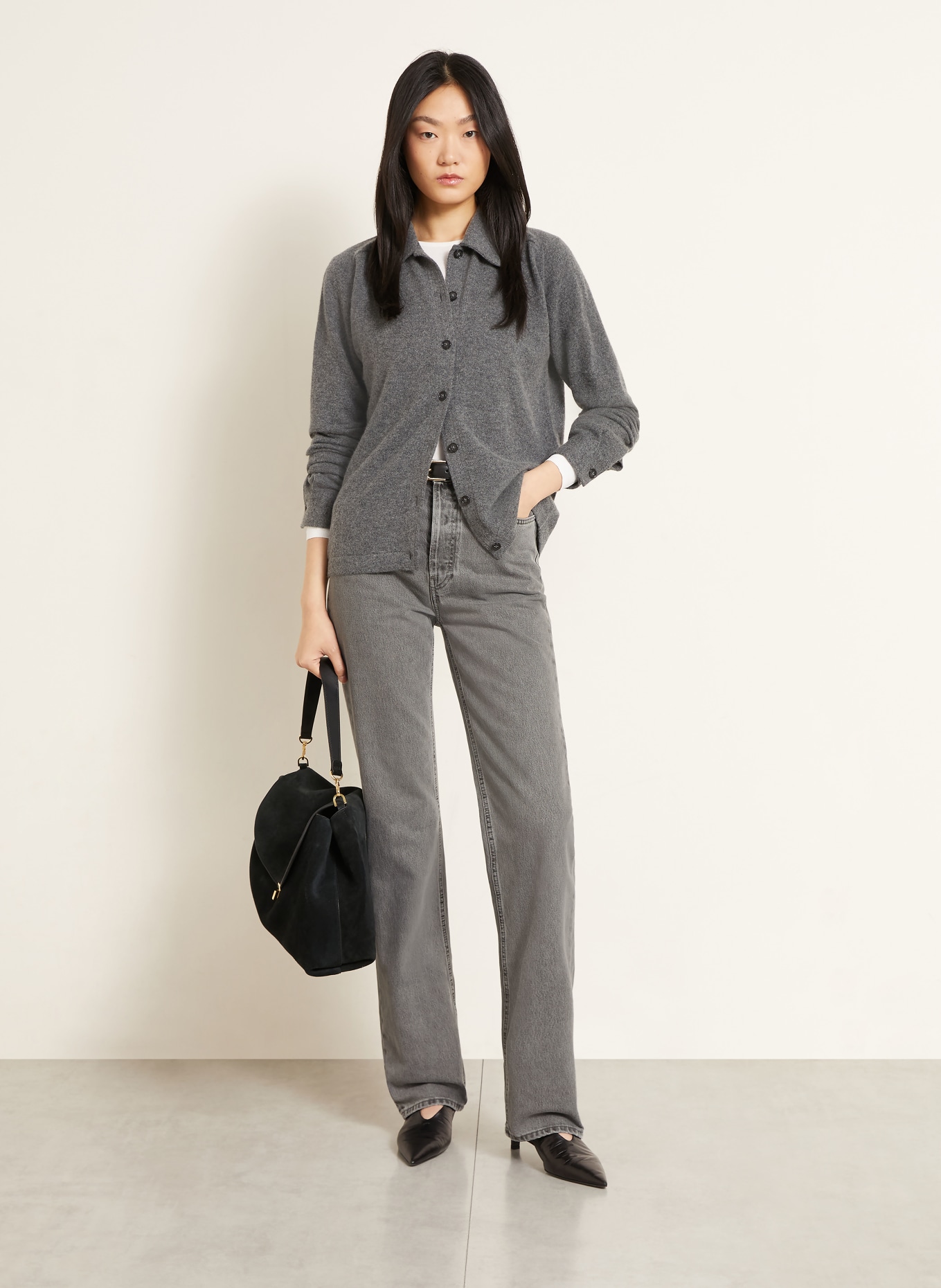 TOTEME Straight Jeans: 153 MID GREY WASH
