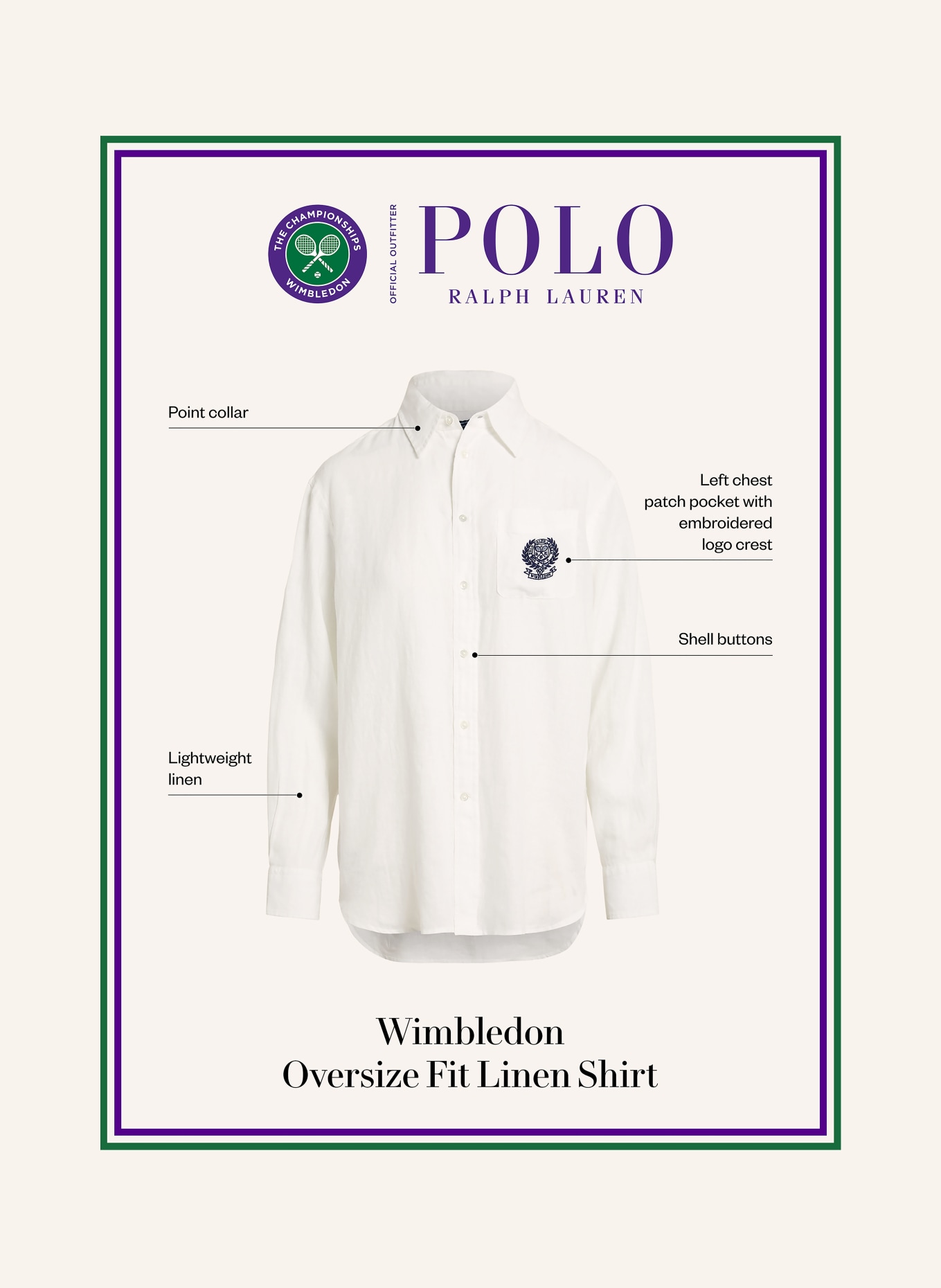 POLO RALPH LAUREN Linen shirt blouse: WHITE