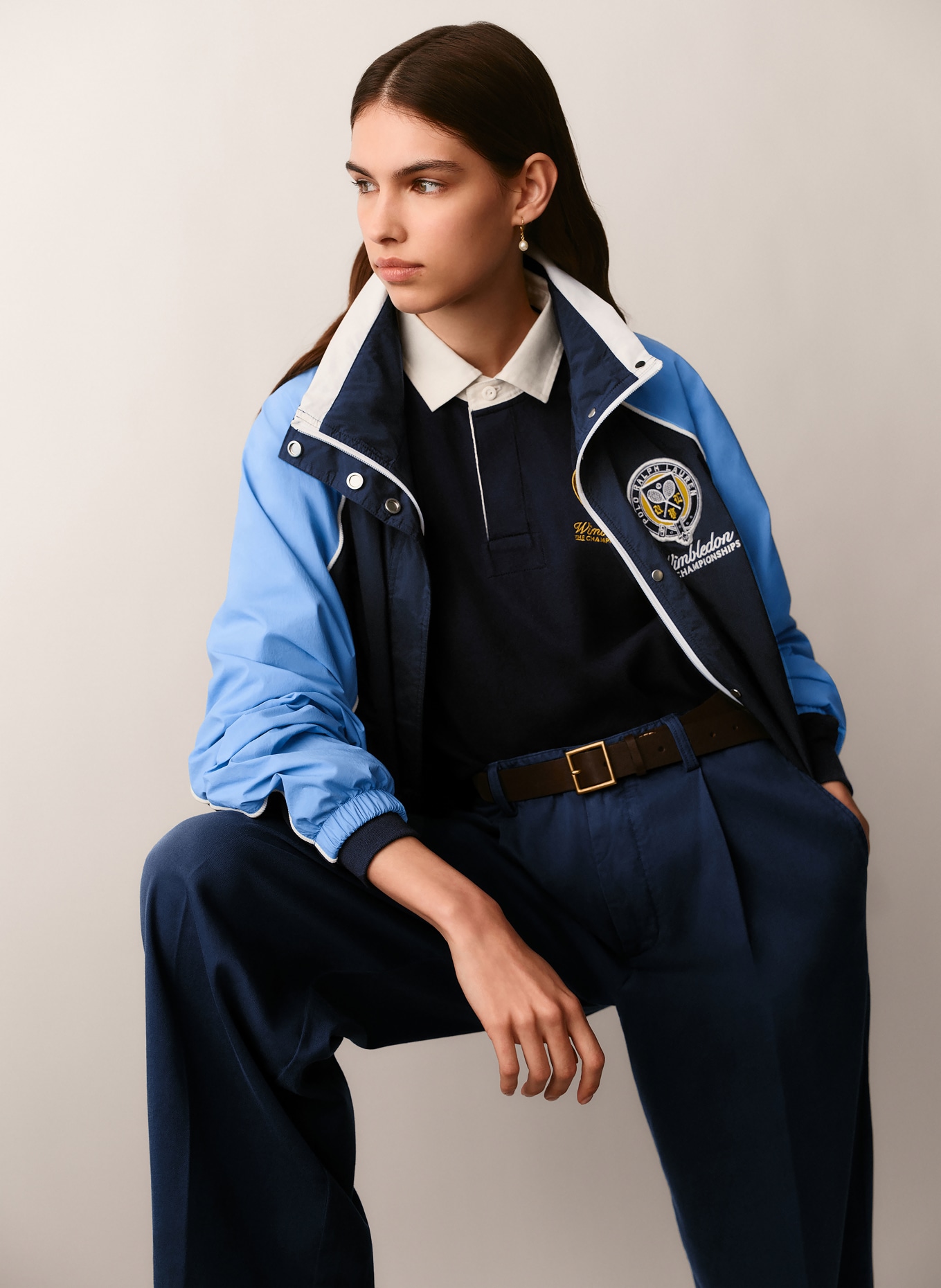 POLO RALPH LAUREN Bomber jacket: DARK BLUE / LIGHT BLUE / WHITE