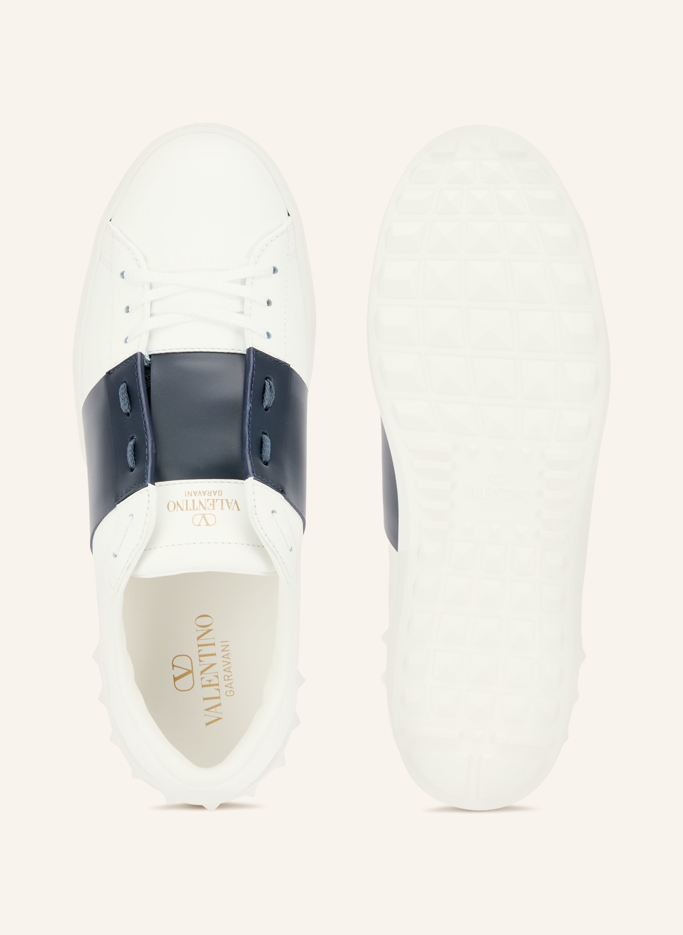 VALENTINO GARAVANI Sneaker OPEN: WEISS / DUNKELBLAU