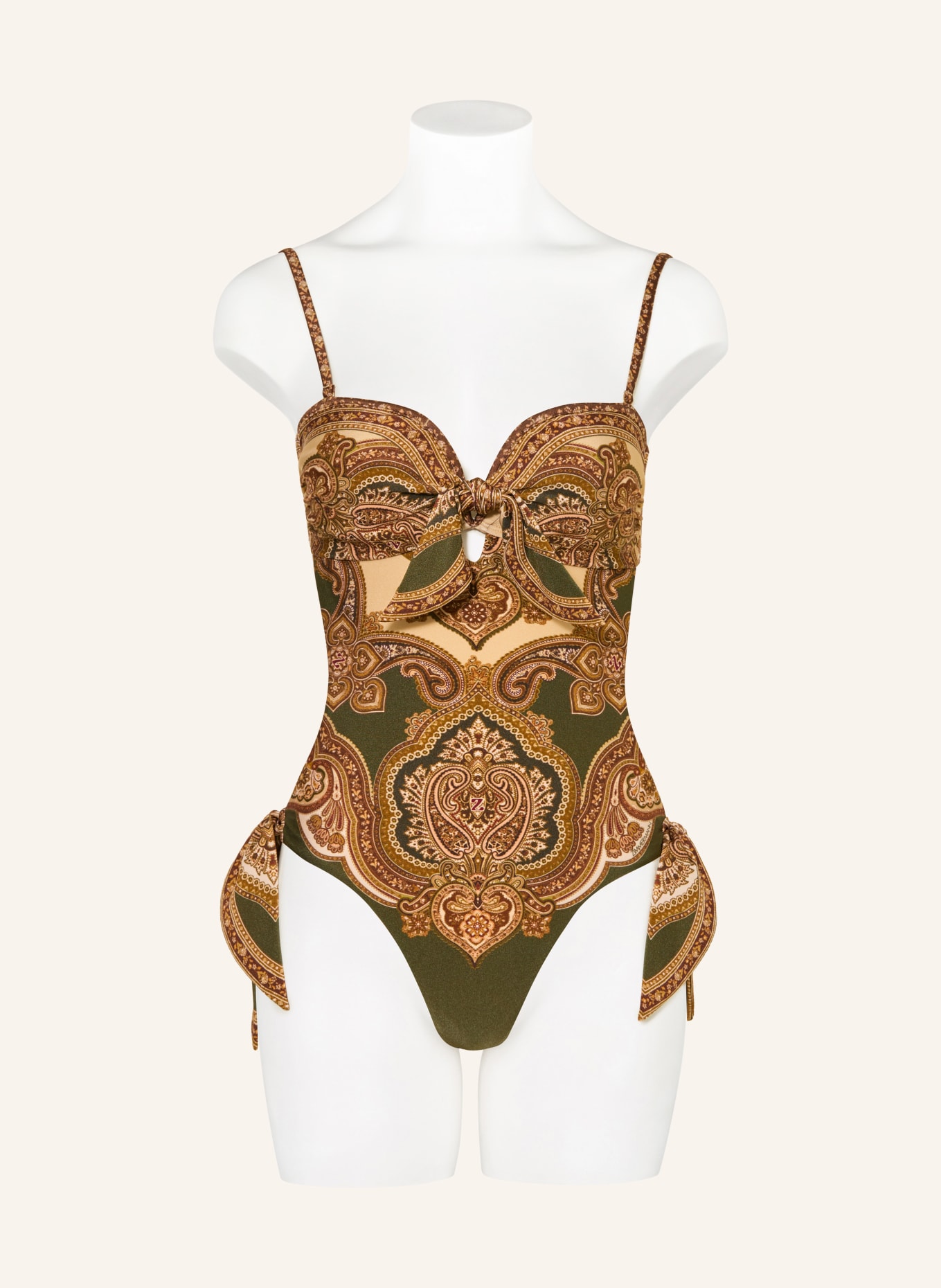 ZIMMERMANN Maillot de bain bandeau MAHON: OLIVE / MARRON CLAIR / MARRON