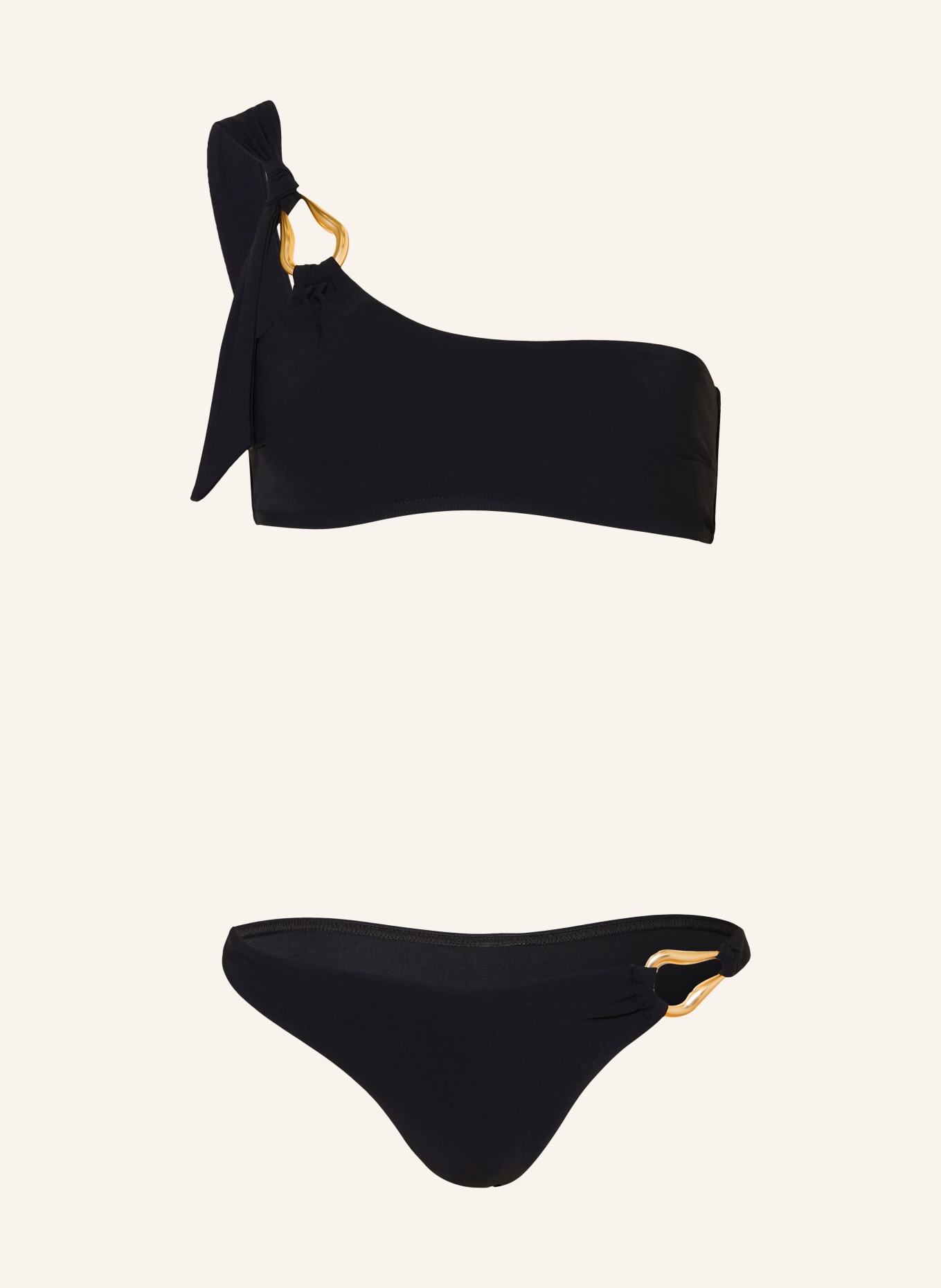 ZIMMERMANN Bikini asymétrique ROSELIGHT: NOIR / OR