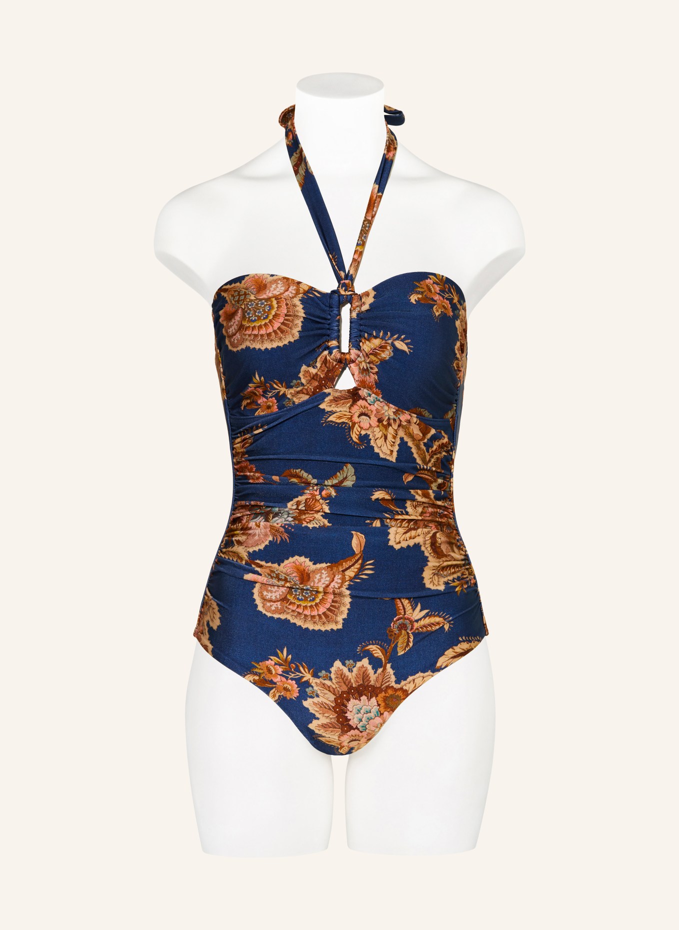 ZIMMERMANN Neckholder-Badeanzug ASTER: BLAU / HELLBRAUN / LACHS