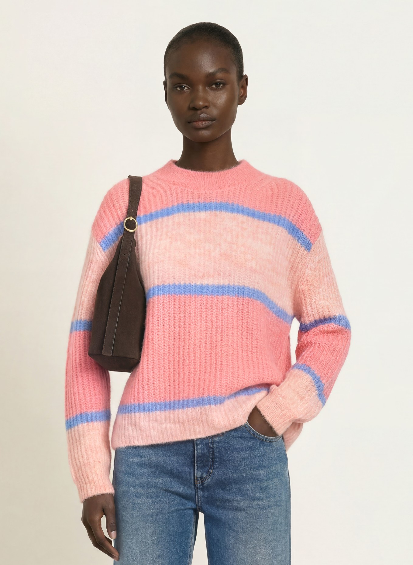 CLOSED Trui van alpaca: ROZE / ROSE CLAIR / LICHTBLAUW