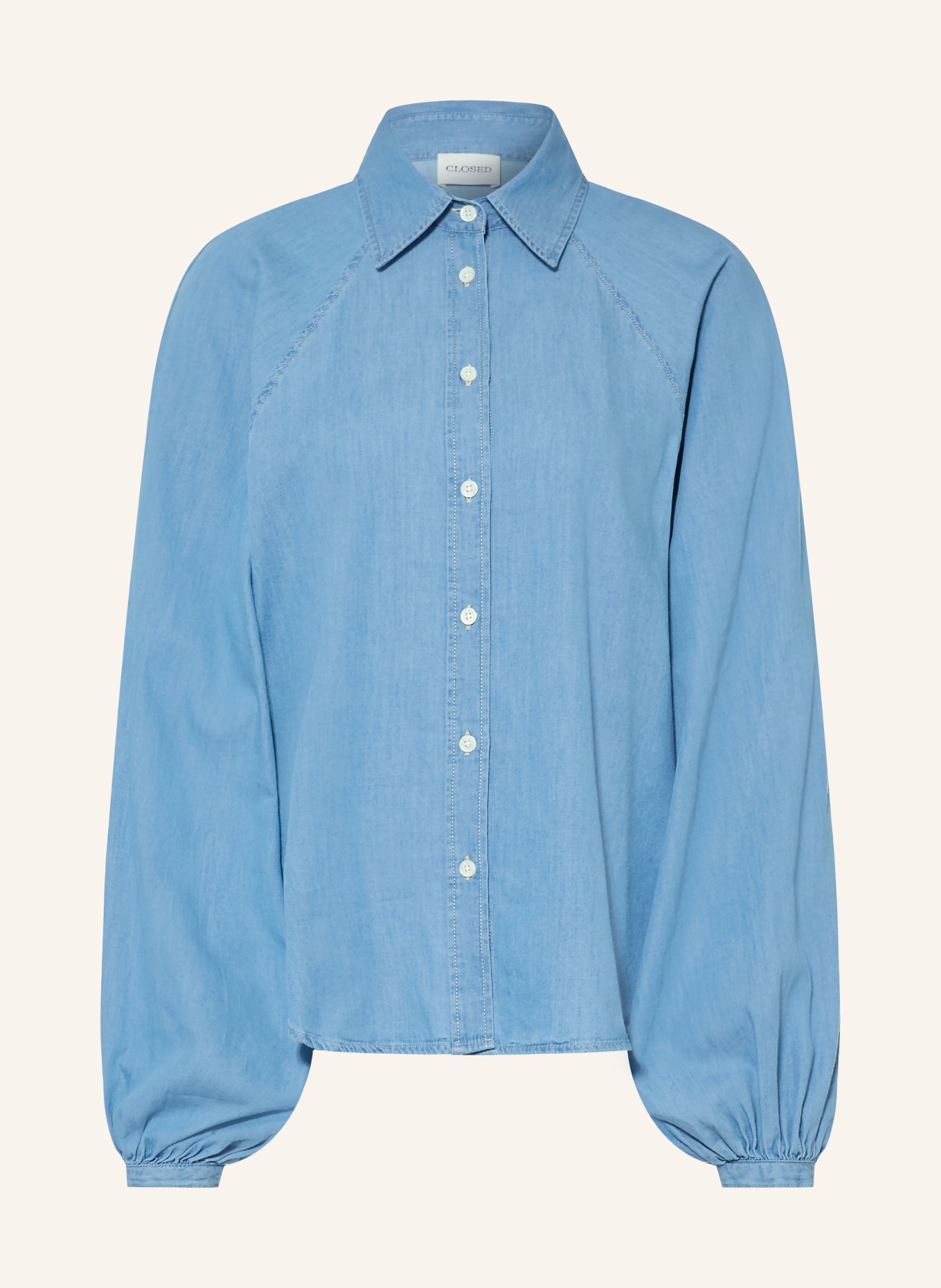 CLOSED Overhemdblouse in jeanslook: LICHTBLAUW