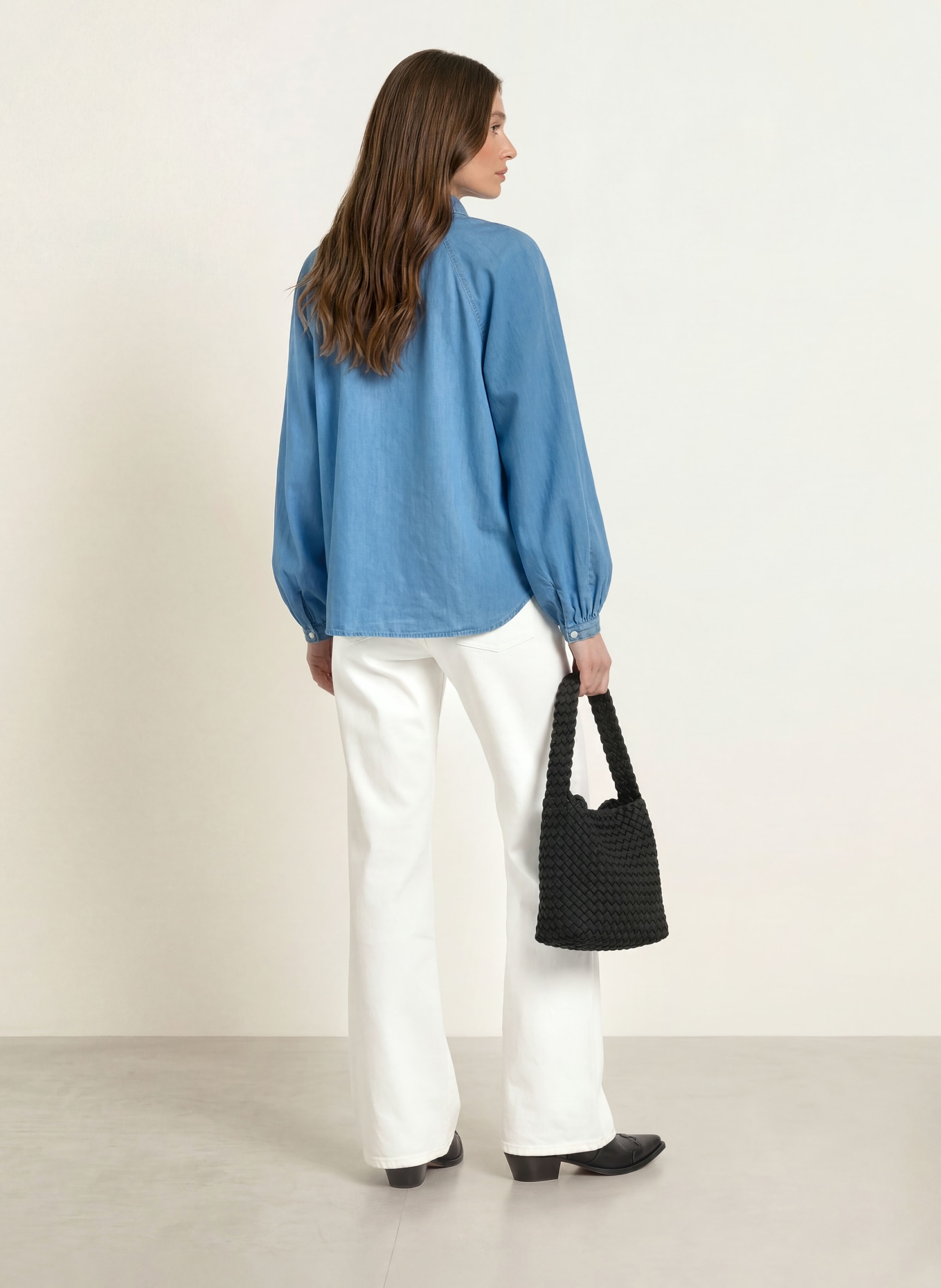 CLOSED Overhemdblouse in jeanslook: LICHTBLAUW