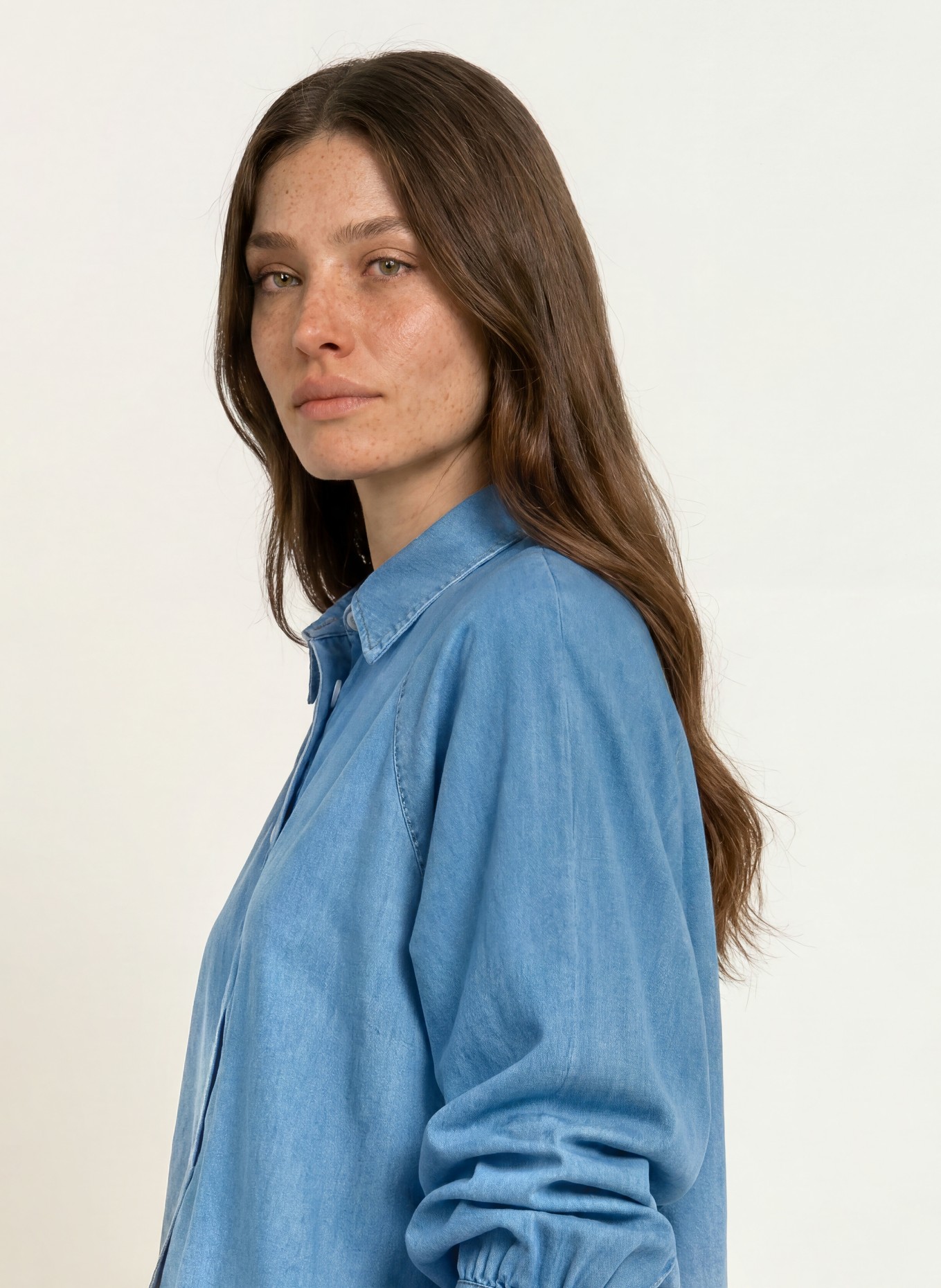 CLOSED Overhemdblouse in jeanslook: LICHTBLAUW