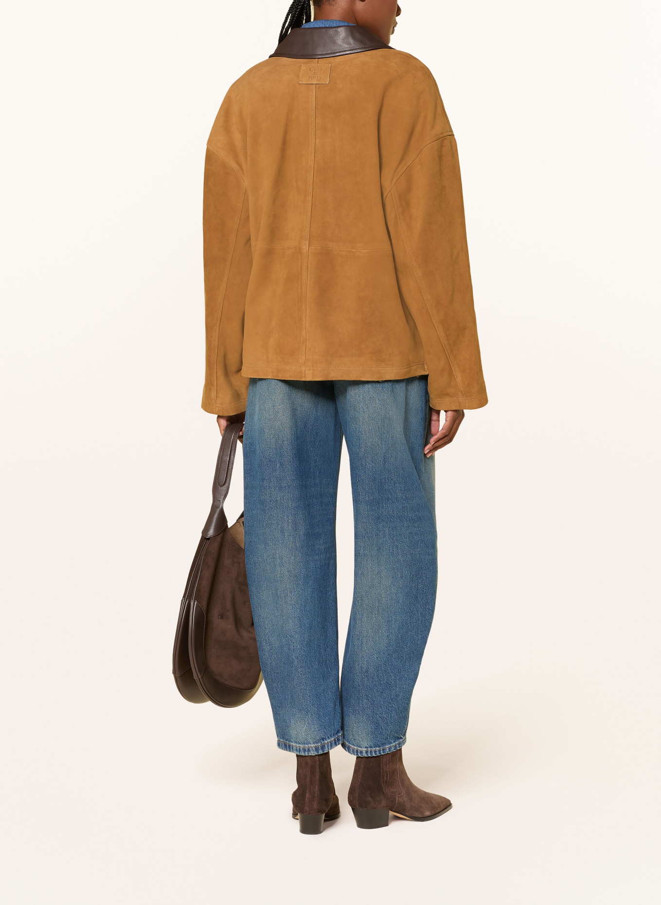 CLOSED Veste en cuir: CHAMEAU / MARRON FONCÉ