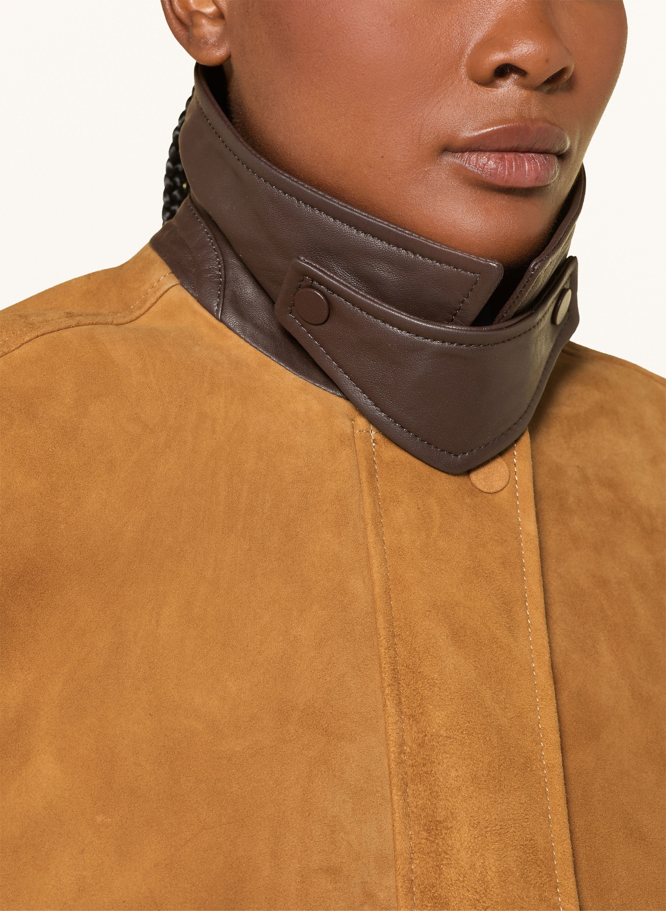 CLOSED Veste en cuir: CHAMEAU / MARRON FONCÉ