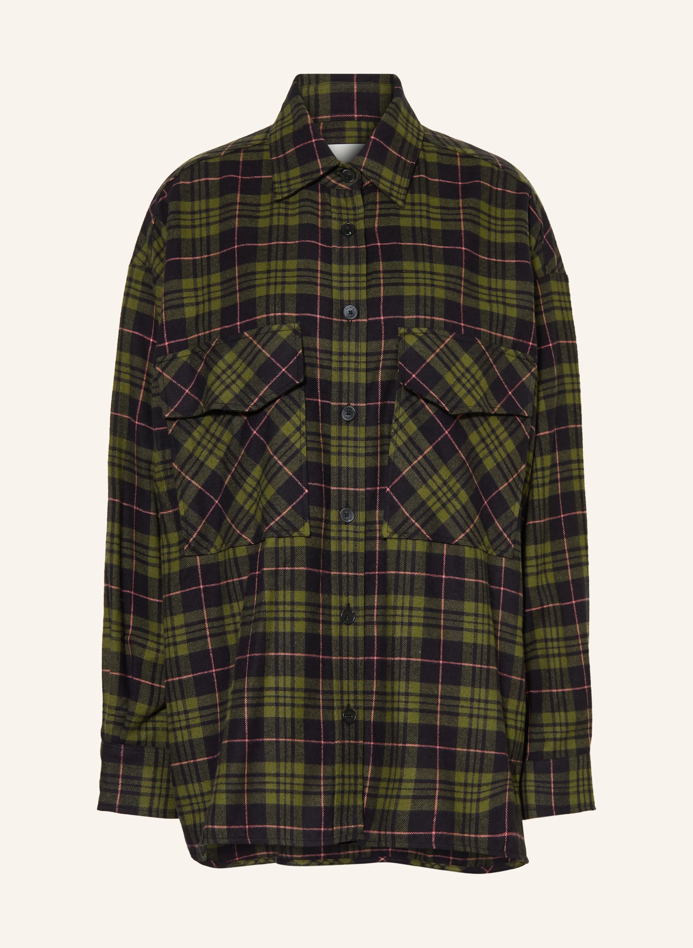CLOSED Surchemise en flanelle: NOIR / ROSE / VERT