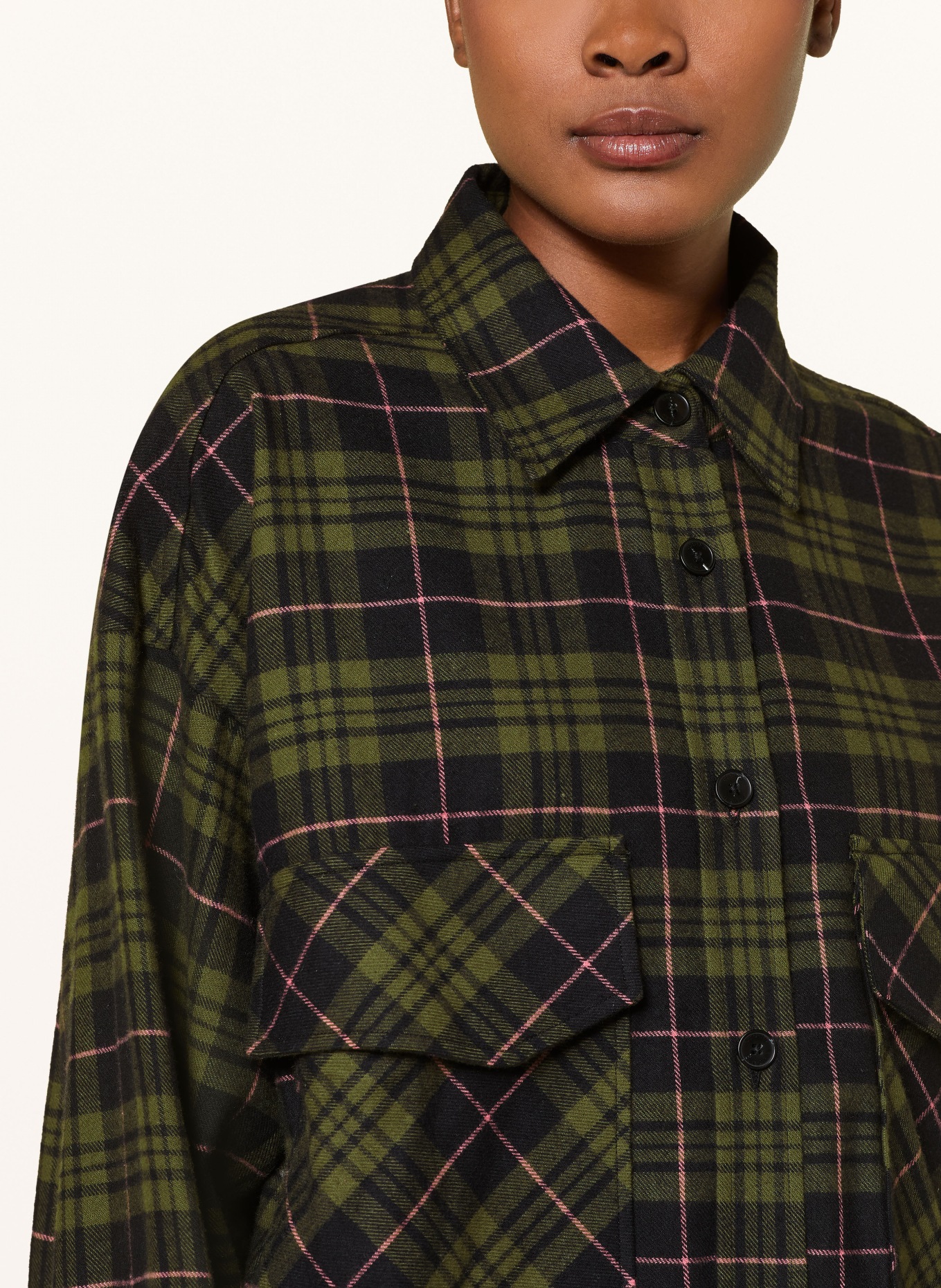 CLOSED Surchemise en flanelle: NOIR / ROSE / VERT