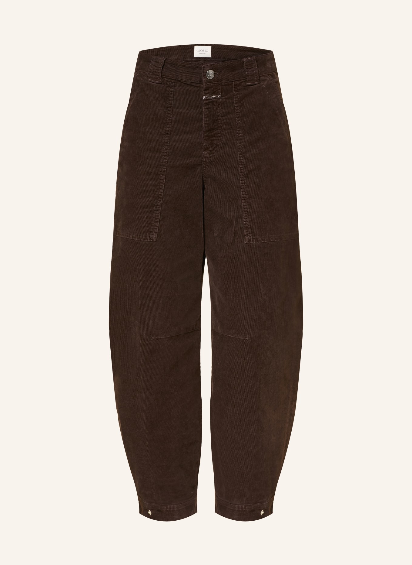 CLOSED 7/8 broek RHANNON van corduroy: MARRON FONCÉ