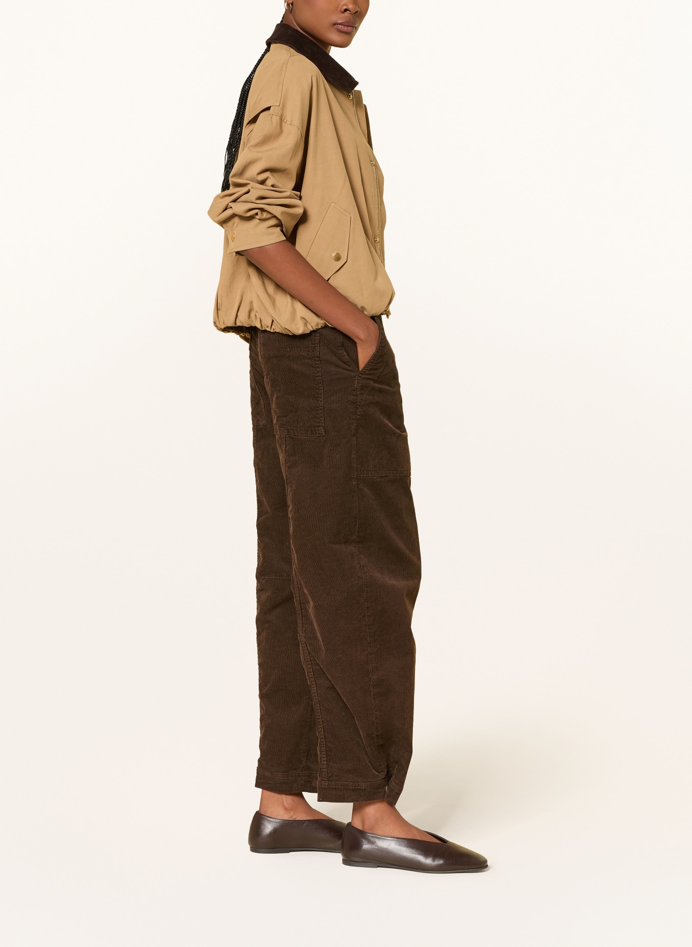 CLOSED 7/8 broek RHANNON van corduroy: MARRON FONCÉ