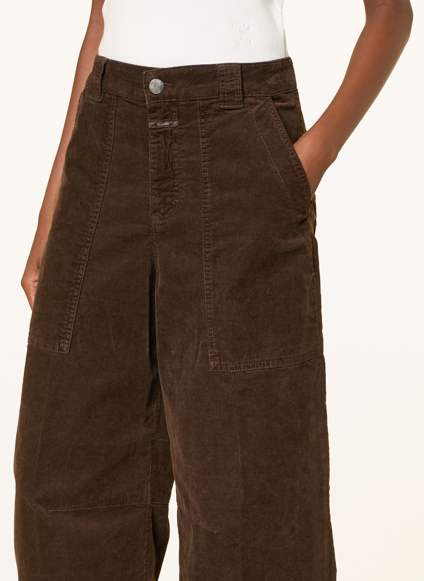 CLOSED 7/8 broek RHANNON van corduroy: MARRON FONCÉ