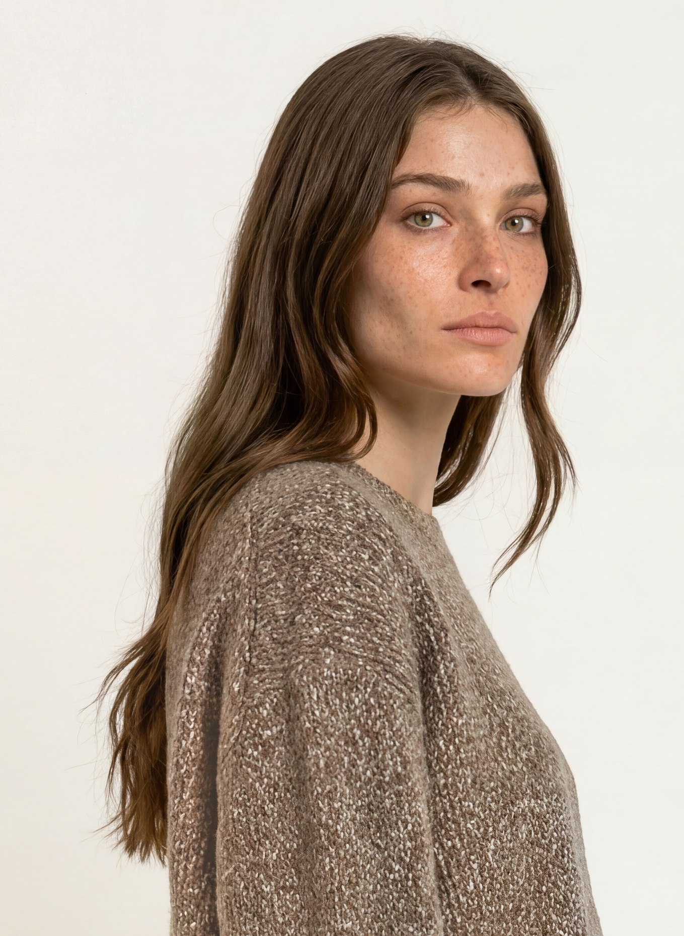 CLOSED Trui: MARRON FONCÉ / WIT