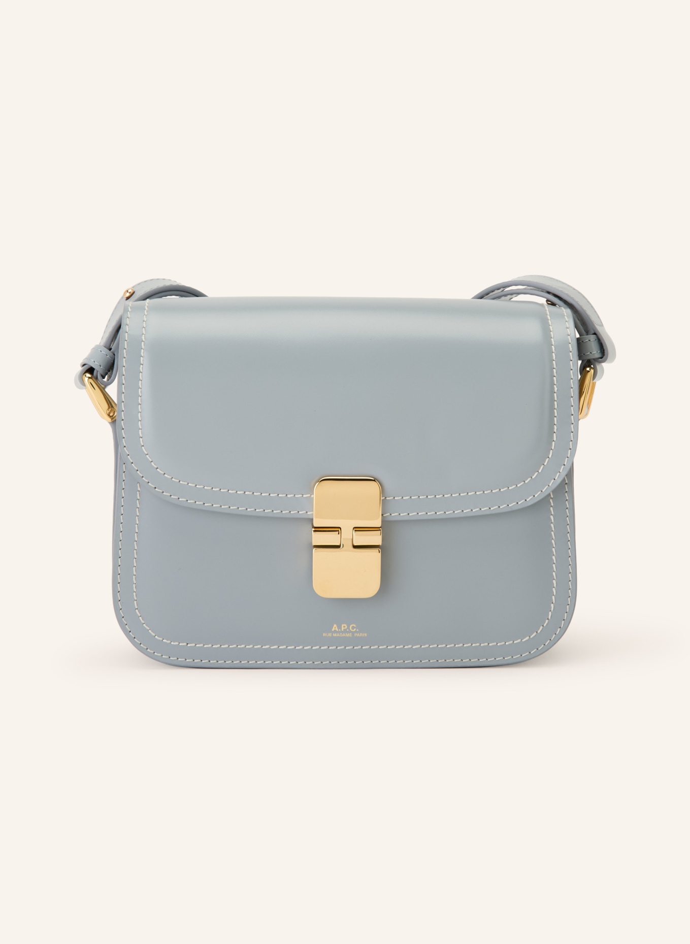 A.P.C. GRACE SMALL Crossbody Bag: BLUE GRAY / GOLD