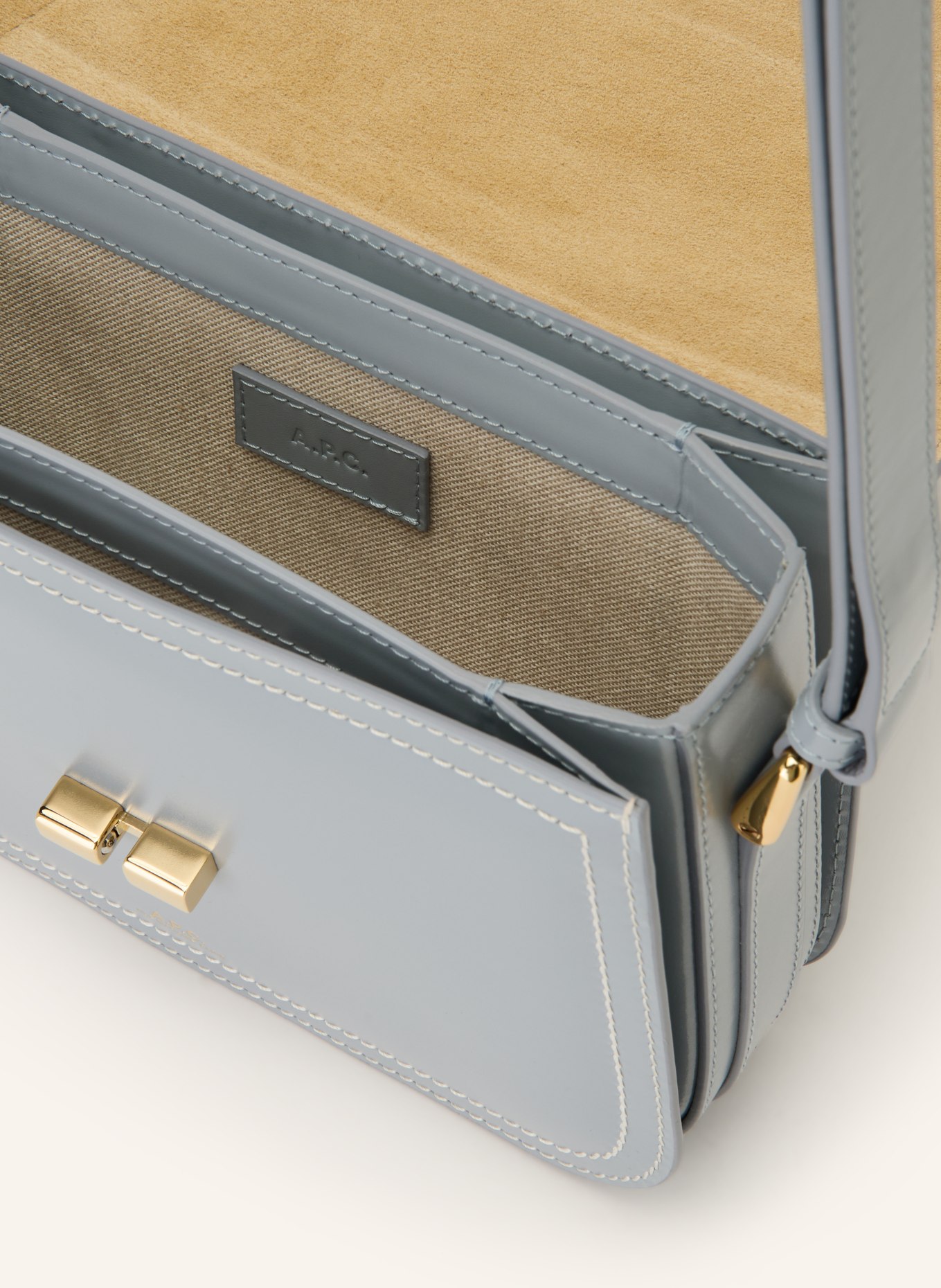 A.P.C. GRACE SMALL Crossbody Bag: BLUE GRAY / GOLD