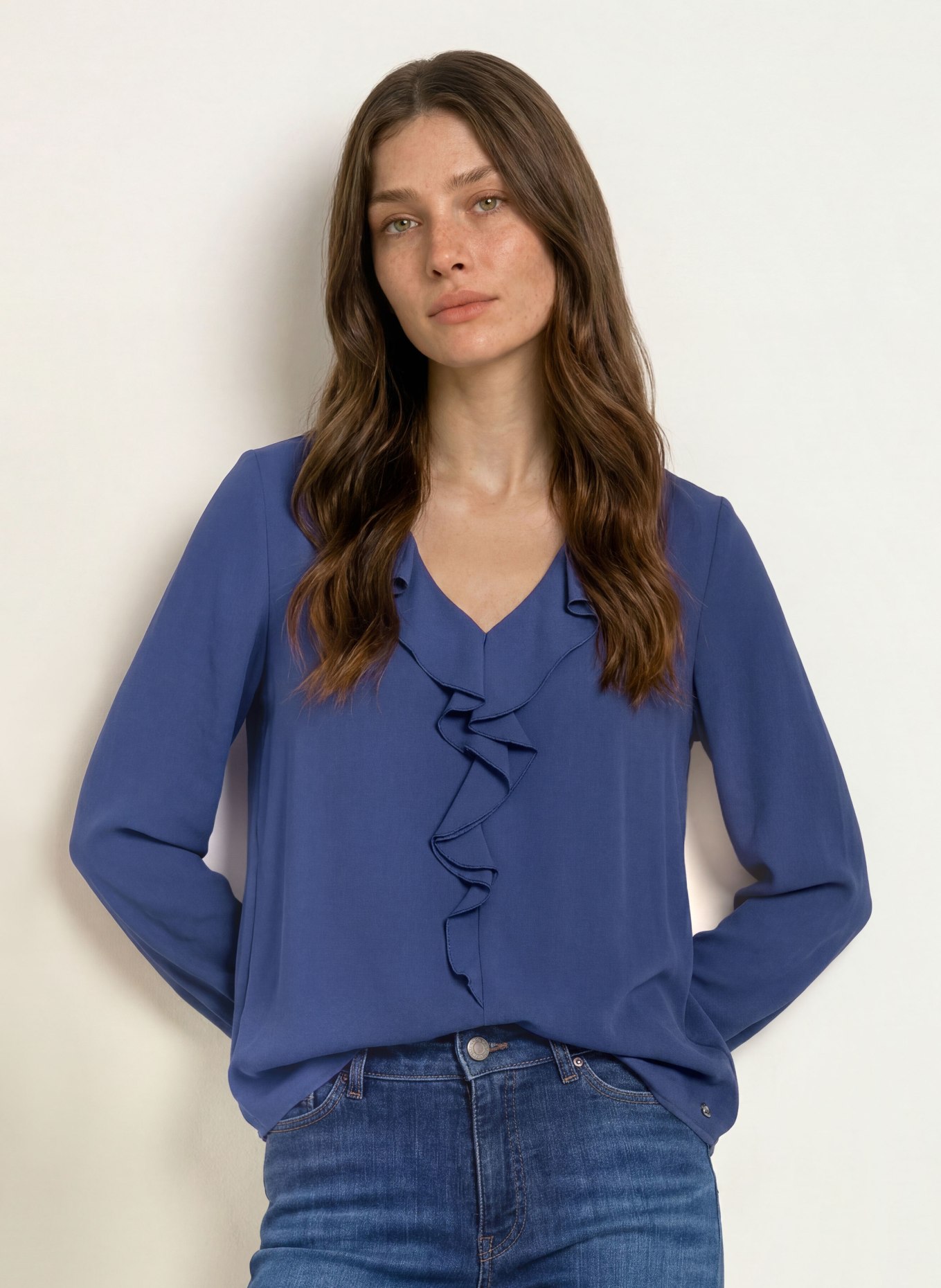 MARC CAIN Blusenshirt mit Volants: 391 midnight sail