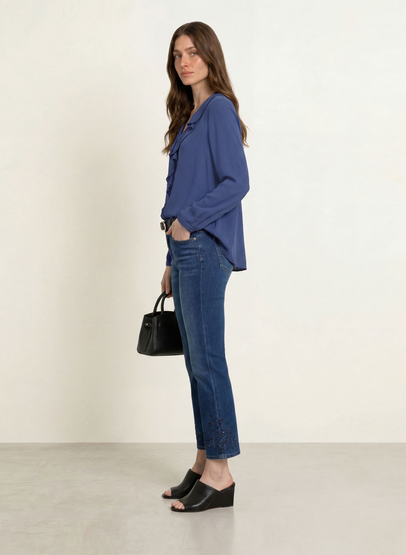 MARC CAIN Blusenshirt mit Volants: 391 midnight sail