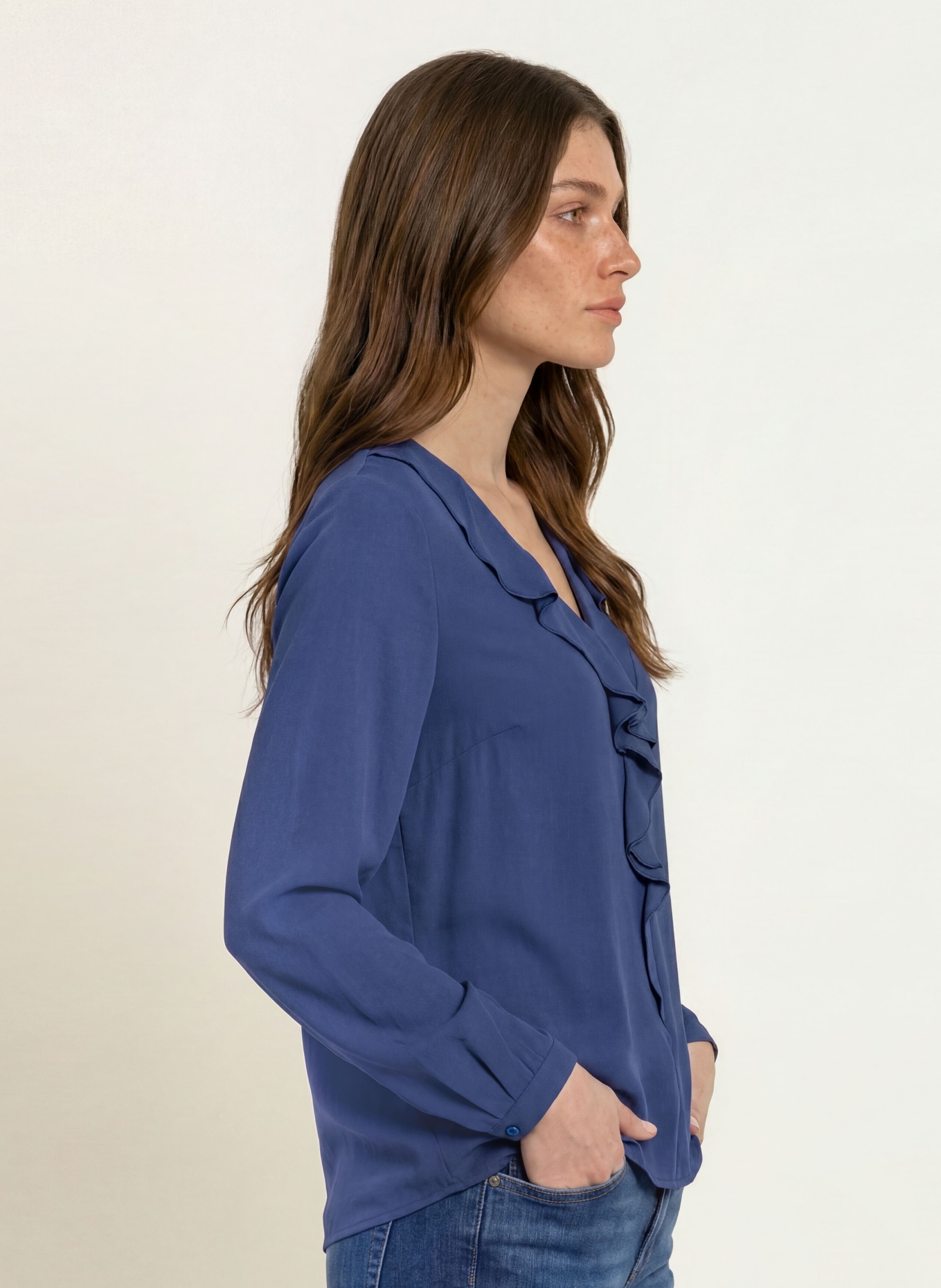 MARC CAIN Blusenshirt mit Volants: 391 midnight sail