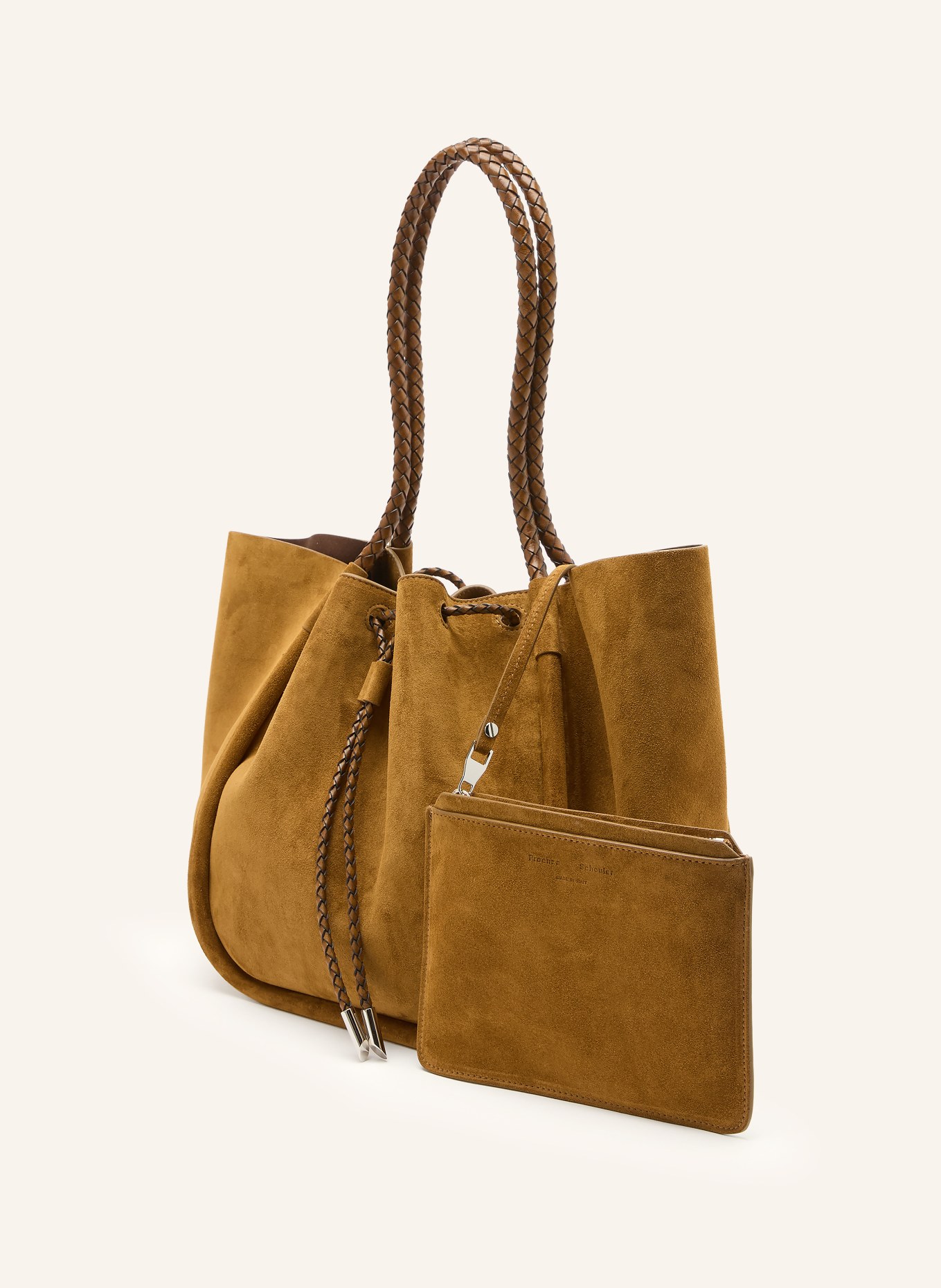 Proenza Schouler Shopperka z torebką typu pouch: KONIAKOWY / SREBRNY