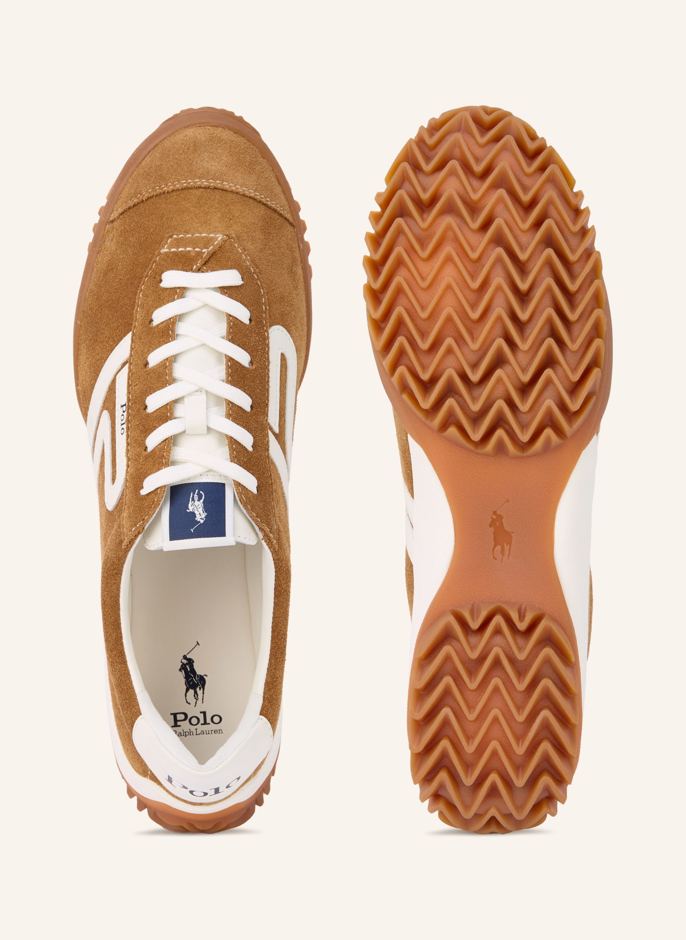 POLO RALPH LAUREN Sneaker: COGNAC / BLAU / WEISS
