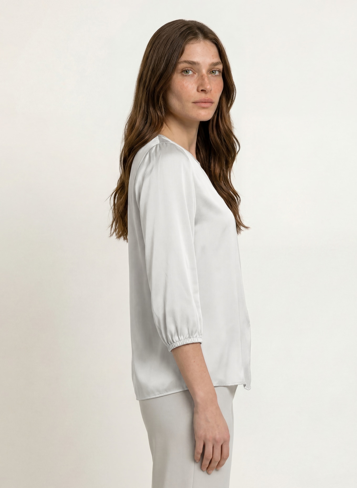 MARC CAIN Blusenshirt aus Seide mit 3/4-Arm: 812 vapor blue