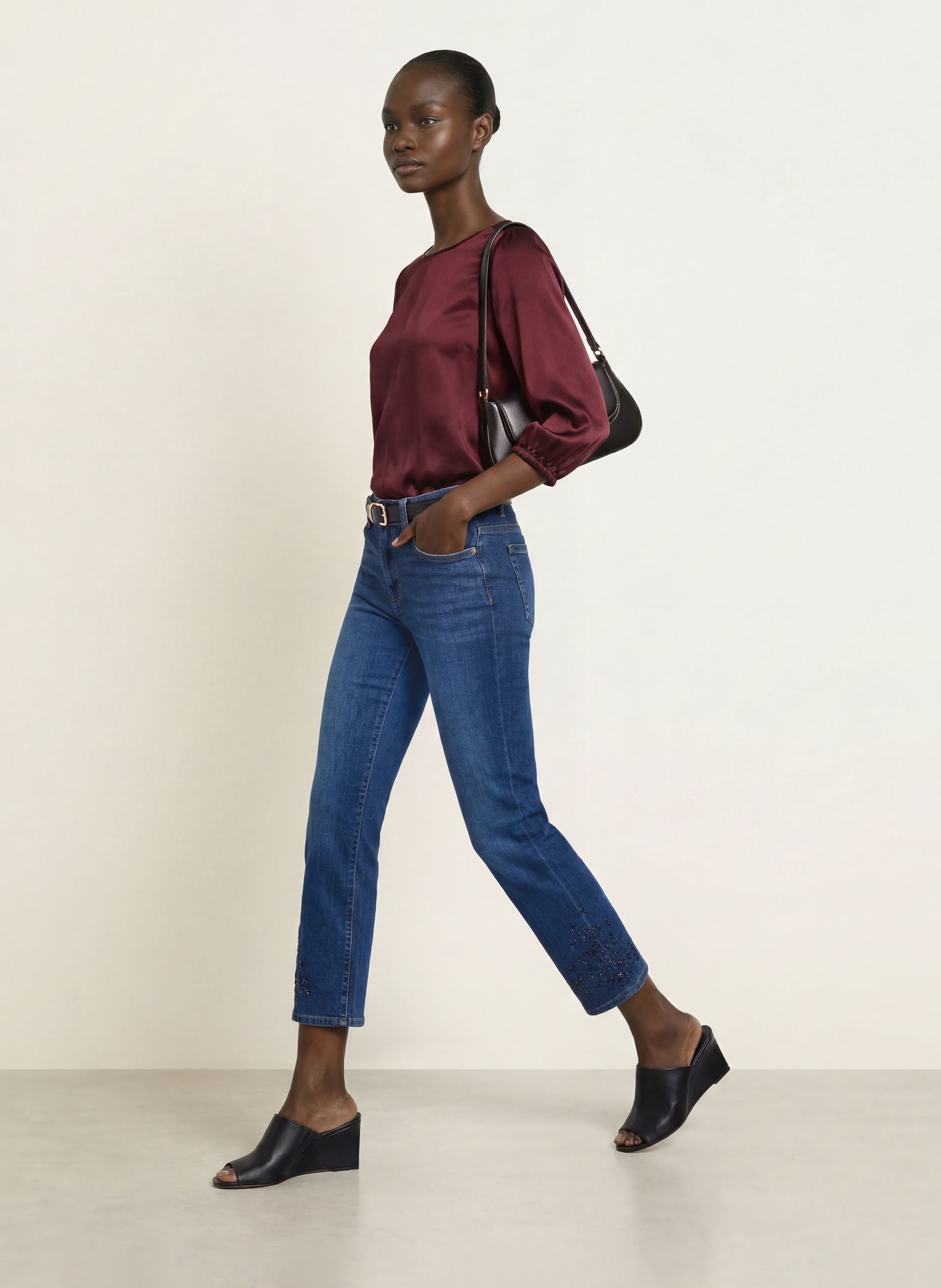 MARC CAIN Blusenshirt aus Seide mit 3/4-Arm: 296 winetasting