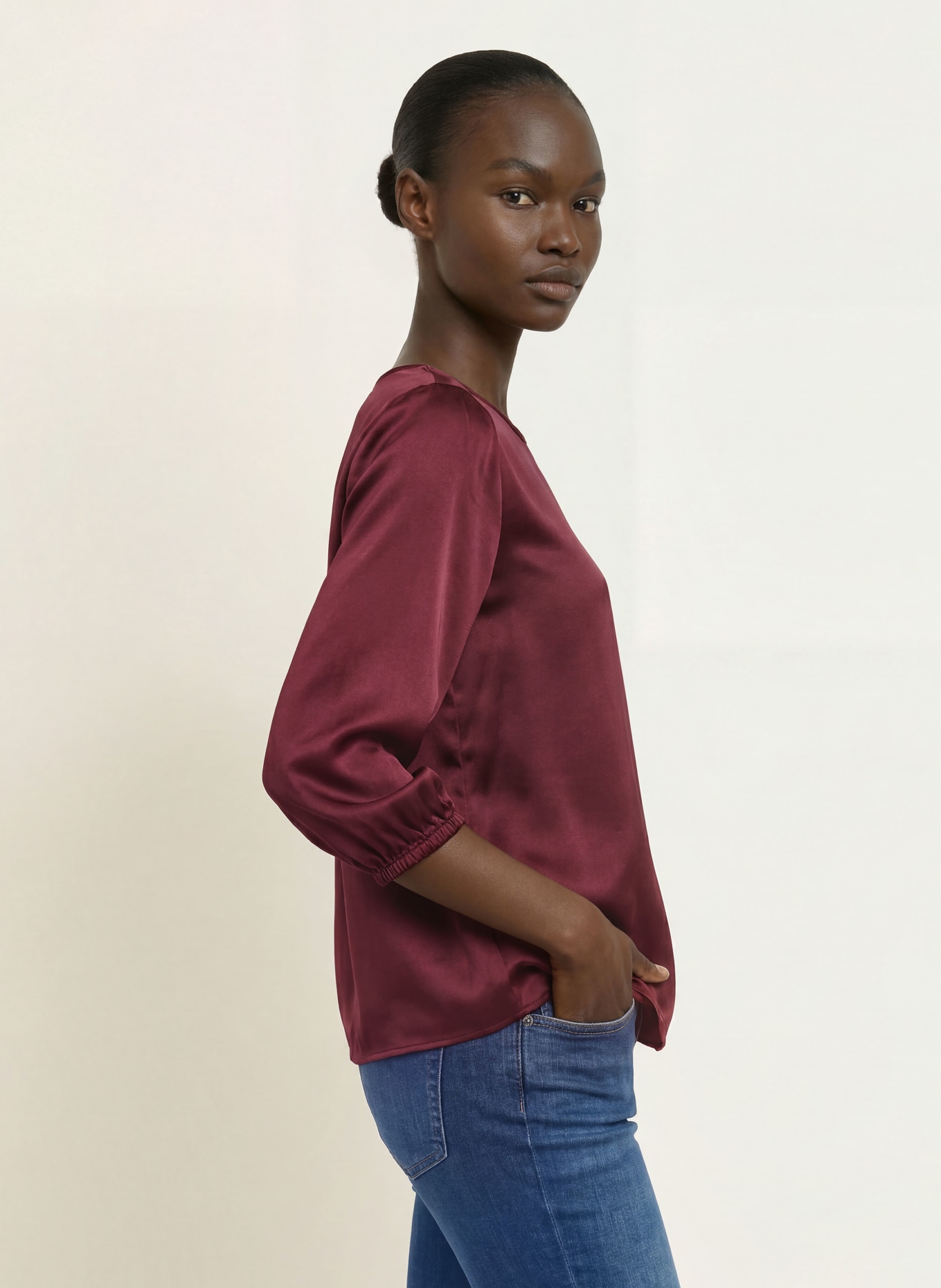 MARC CAIN Blusenshirt aus Seide mit 3/4-Arm: 296 winetasting