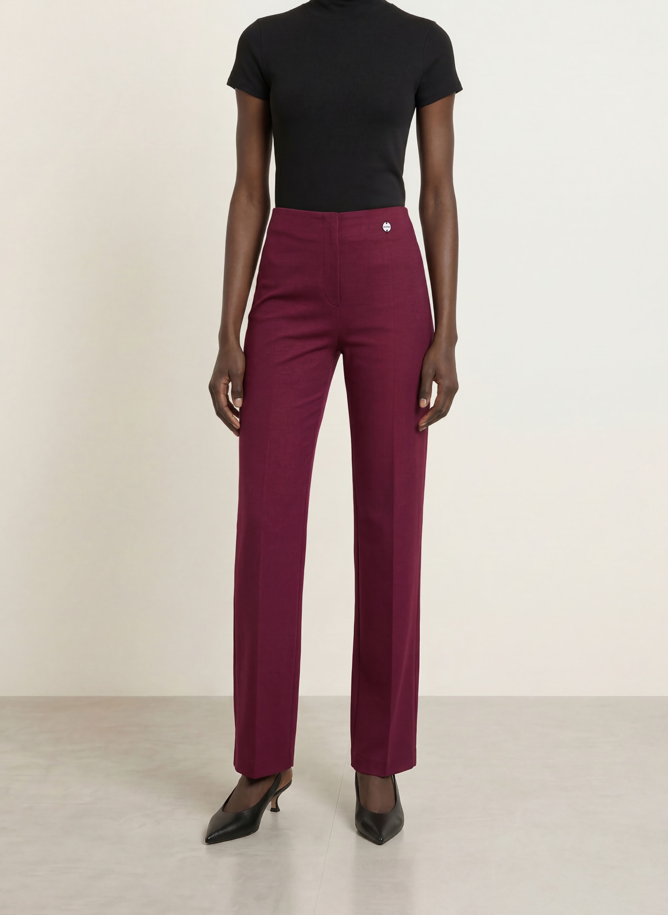 MARC CAIN WINDER jersey marl pants: 296 winetasting