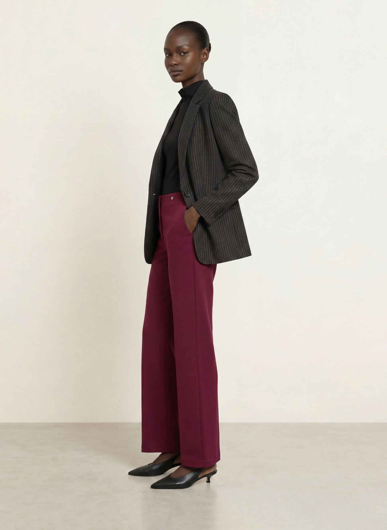 MARC CAIN WINDER jersey marl pants: 296 winetasting