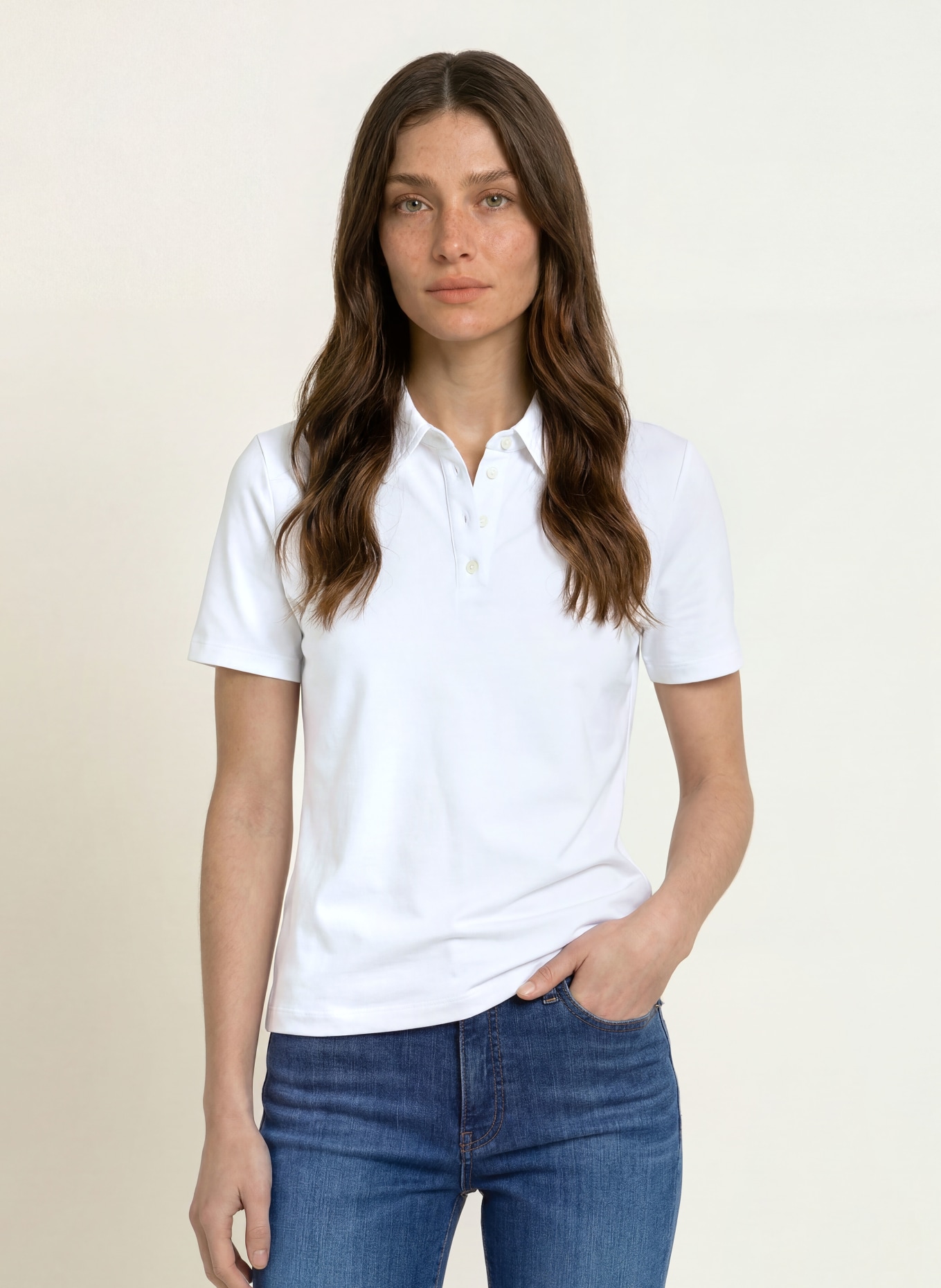 MARC CAIN Jerseyové polo tričko: 100 WHITE
