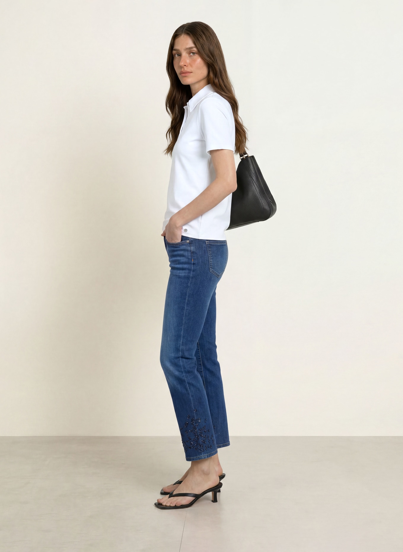 MARC CAIN Jerseyové polo tričko: 100 WHITE