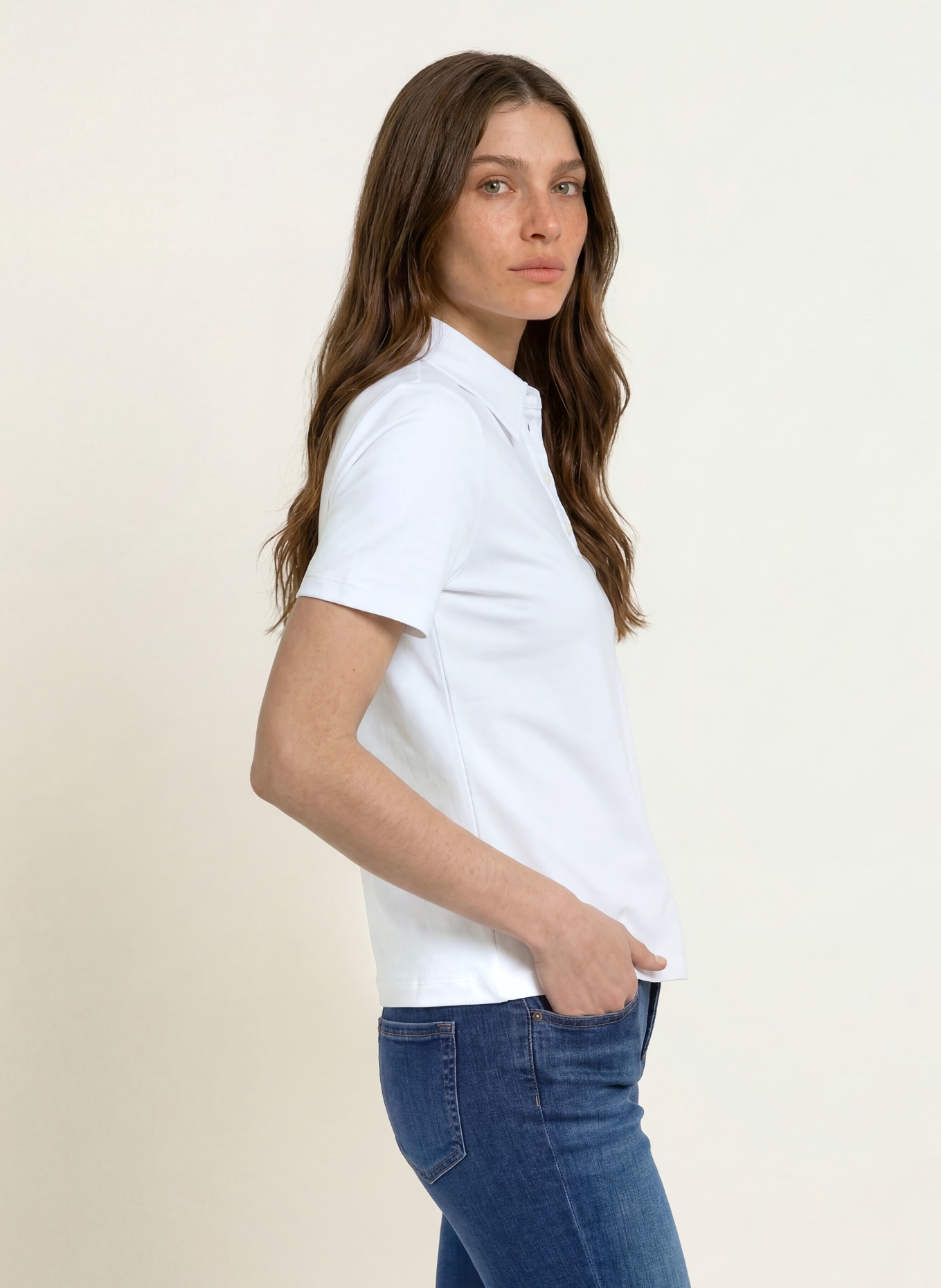 MARC CAIN Jerseyové polo tričko: 100 WHITE