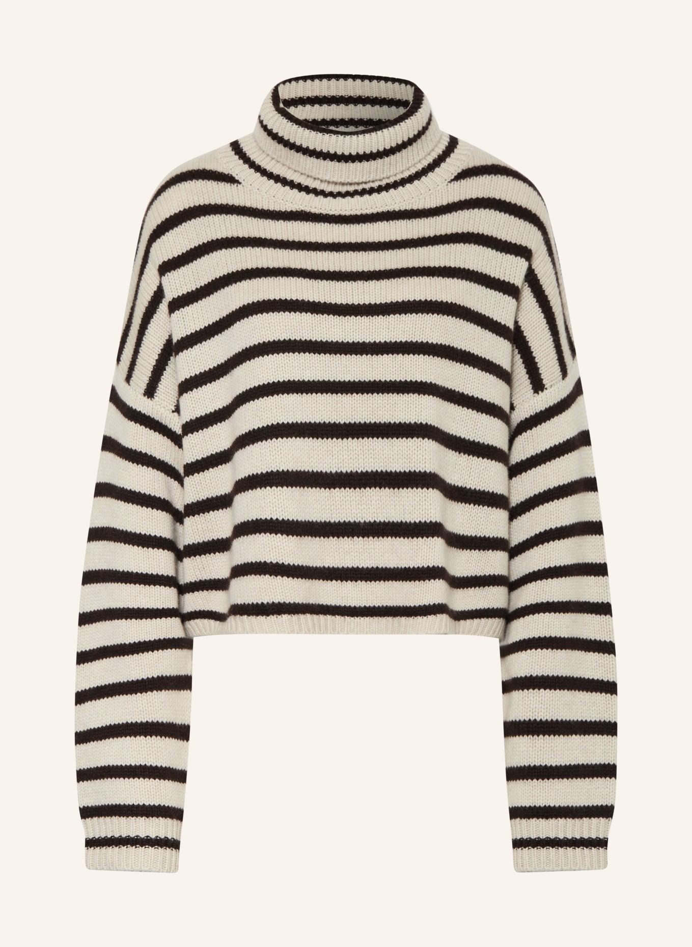 LISA YANG Rollkragenpullover: DUNKELBRAUN / ECRU
