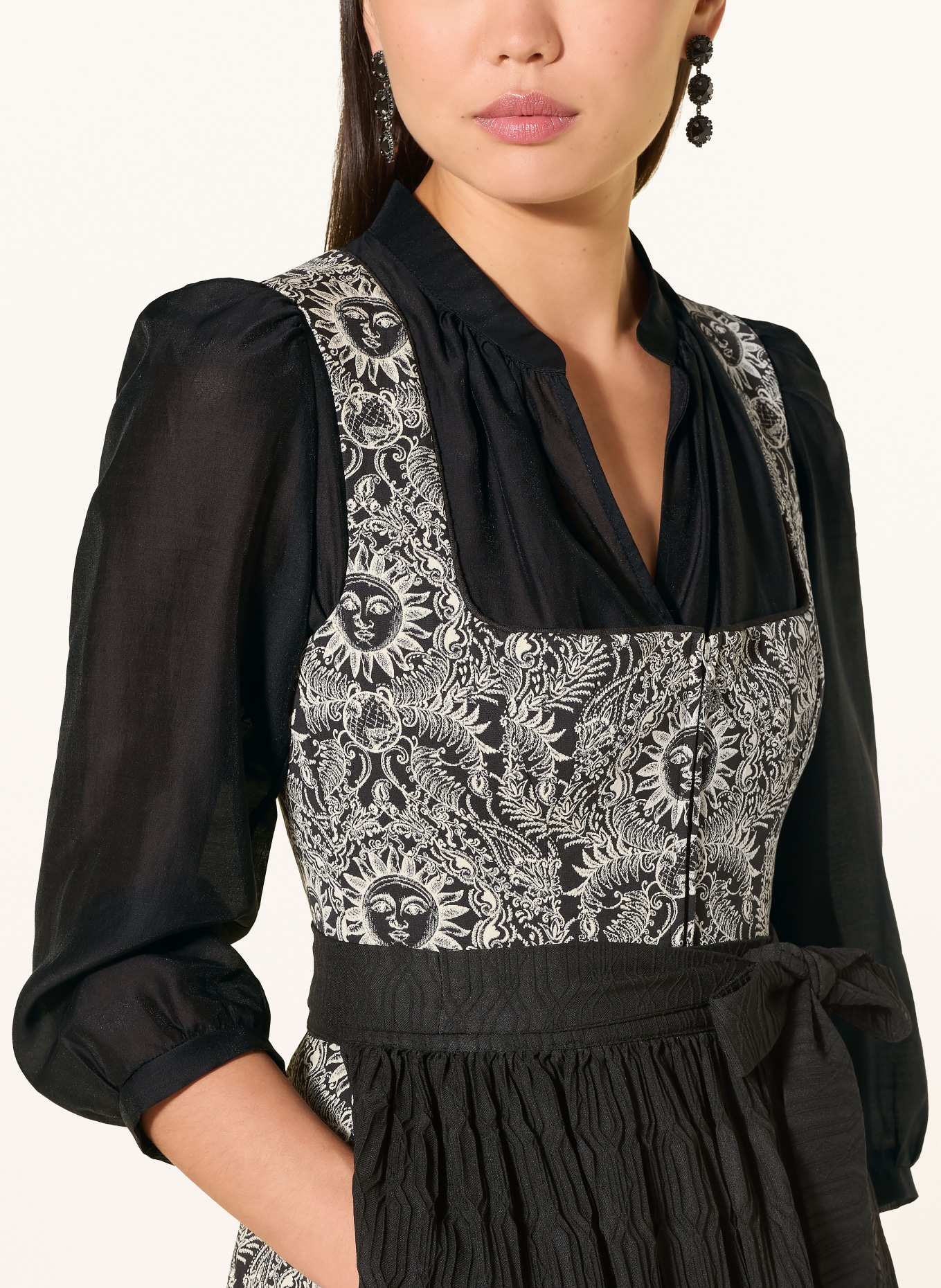 SPORTALM Dirndlbluse mit 3/4-Arm: SCHWARZ