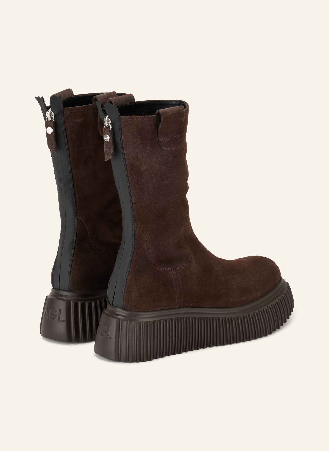 AGL Plateau-Boots MILAGROS: DUNKELBRAUN / SILBER