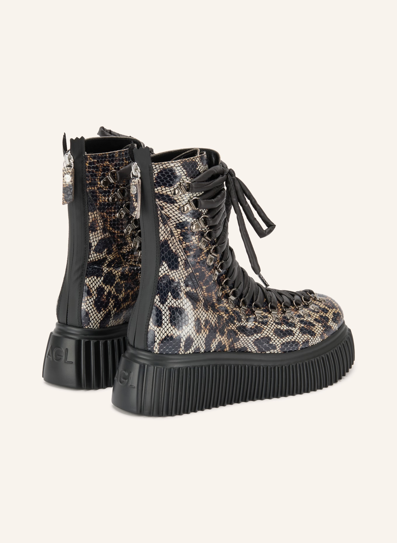 AGL DROMO Lace-up boots: BEIGE / SILVER / BLACK