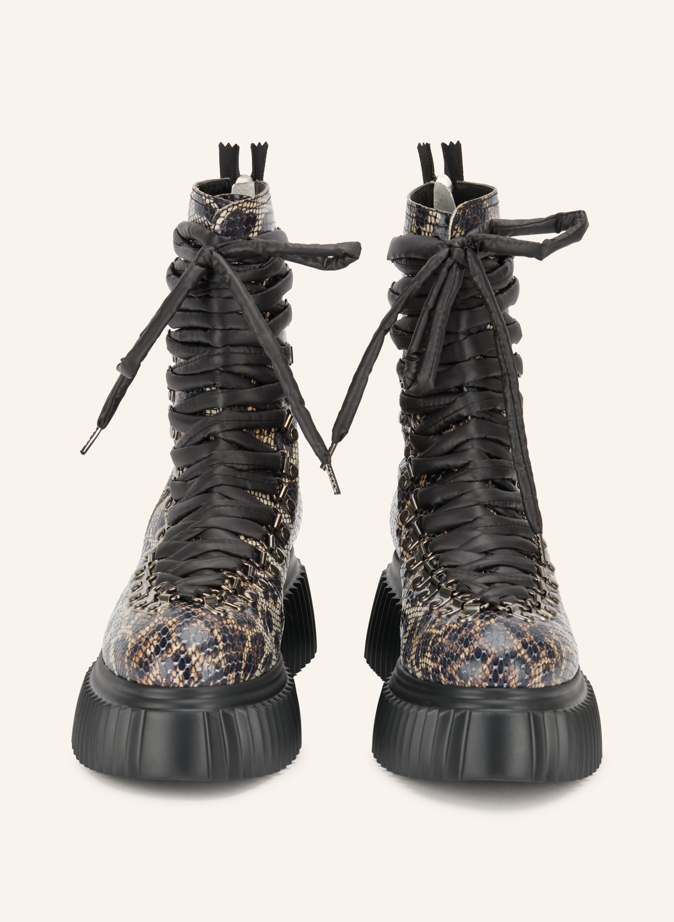AGL DROMO Lace-up boots: BEIGE / SILVER / BLACK