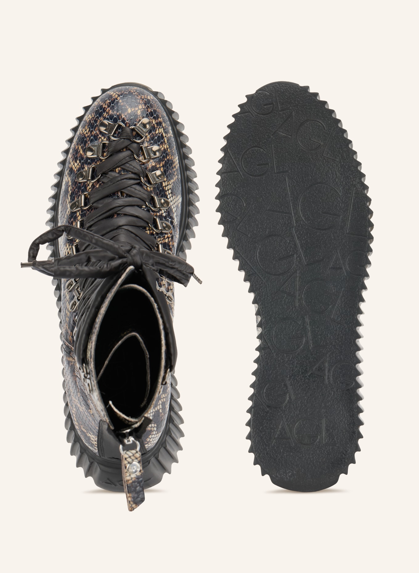 AGL DROMO Lace-up boots: BEIGE / SILVER / BLACK