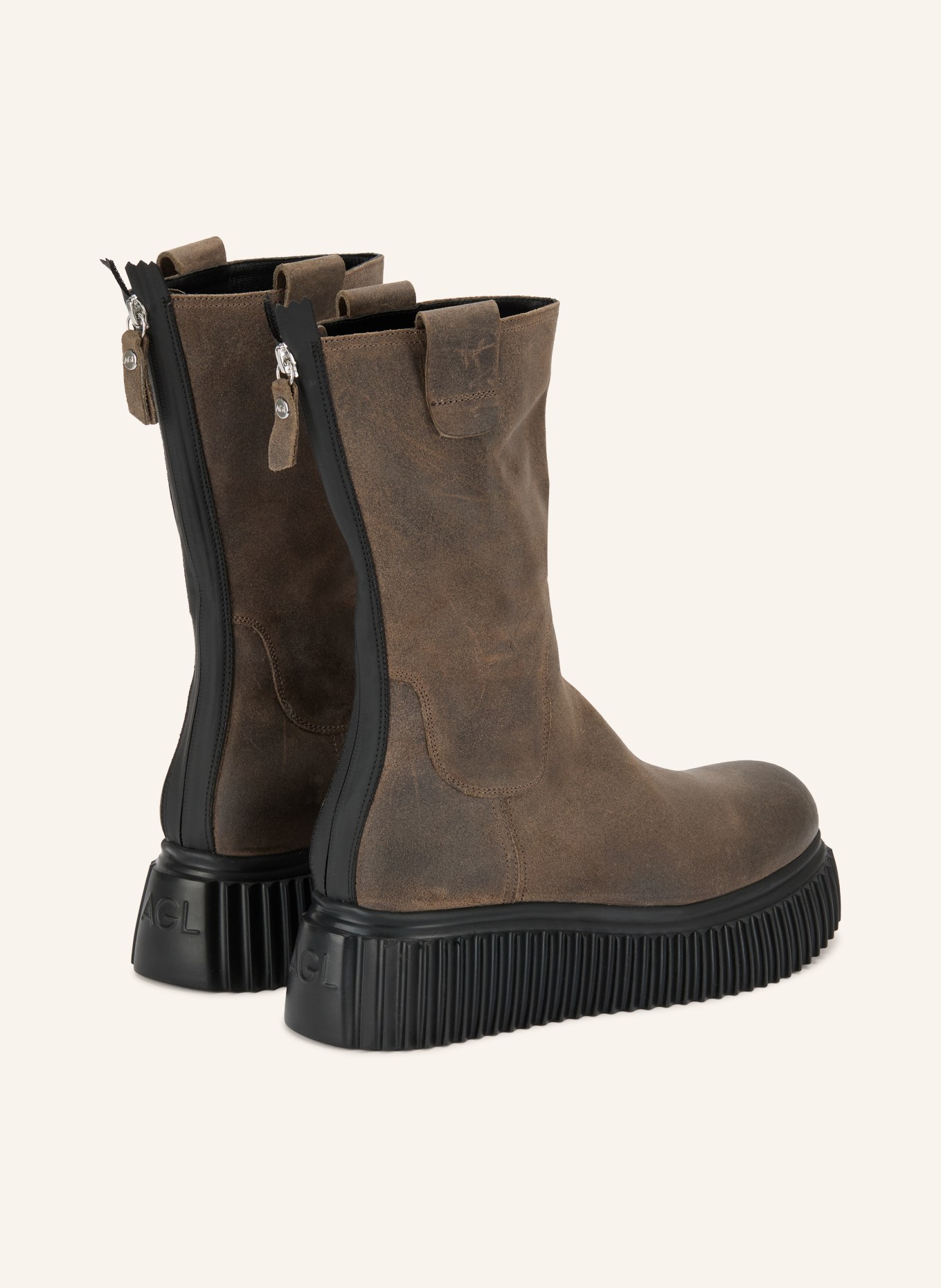 AGL Plateau-Boots MILAGROS: DUNKELGRAU / SILBER