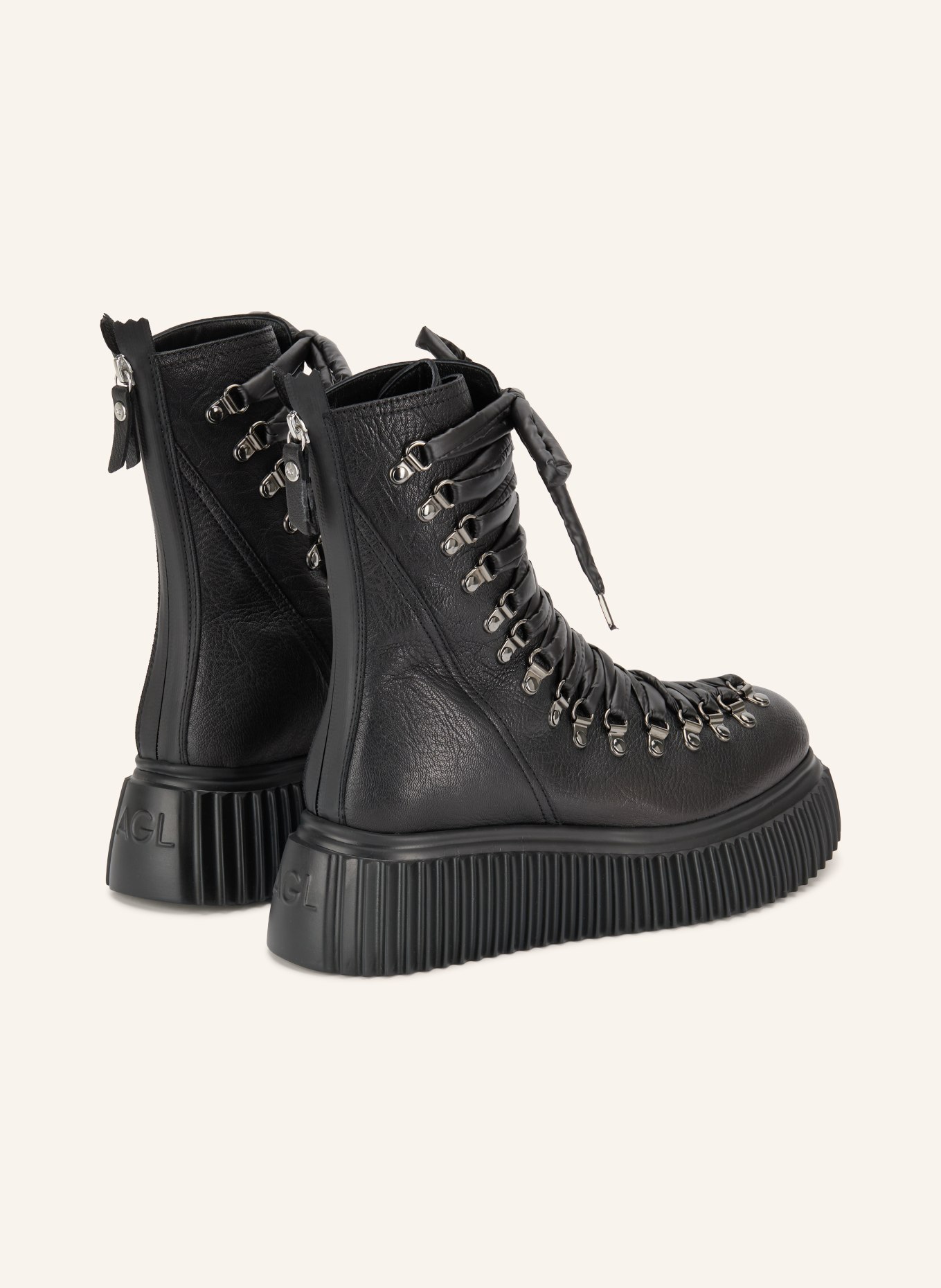 AGL Schnürboots DROMO: SCHWARZ / SILBER